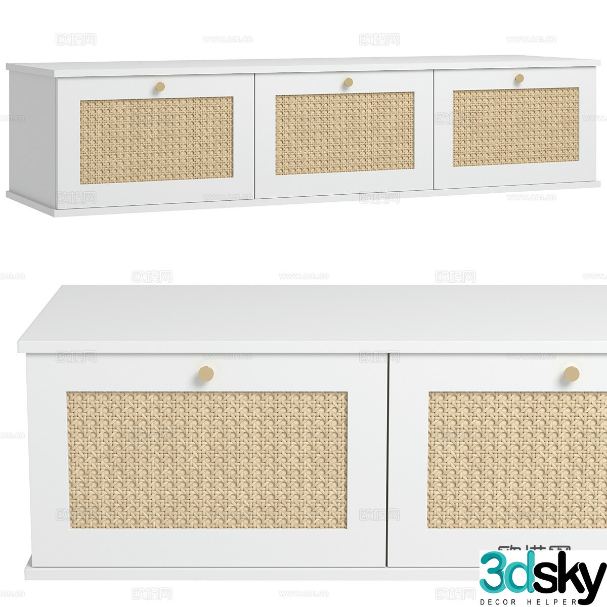 Modern Nordic log TV cabinet 3d model