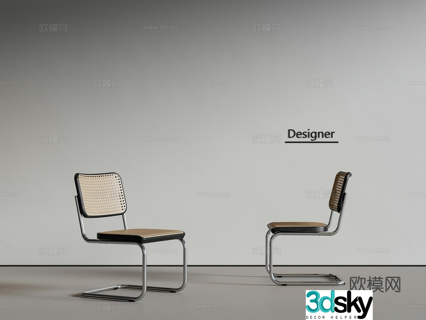 Medium style dining chair single chair 3d model