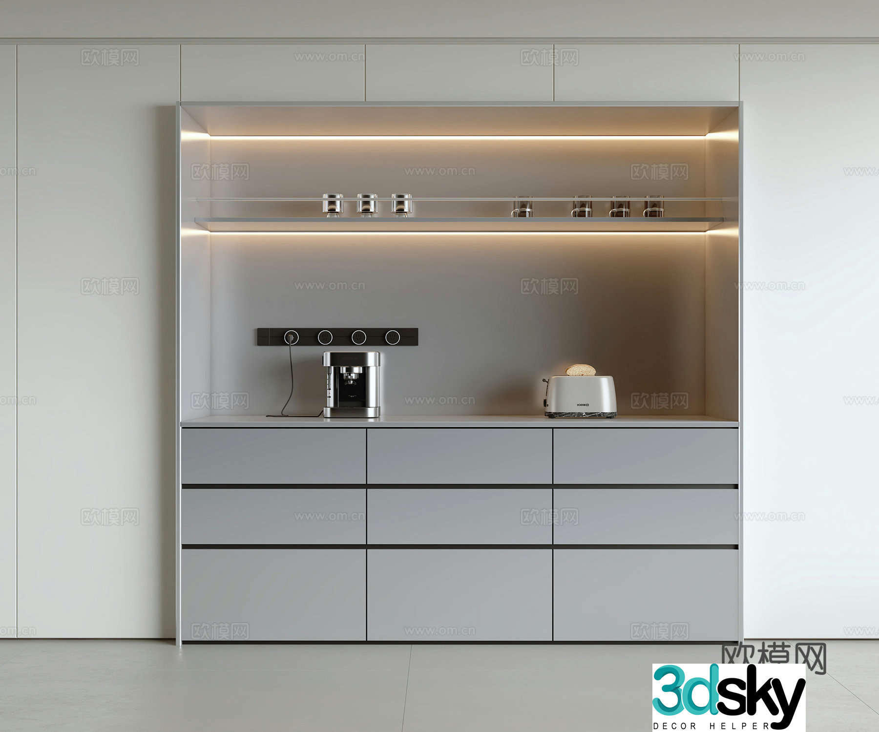 Modern minimalist sideboard 3D model