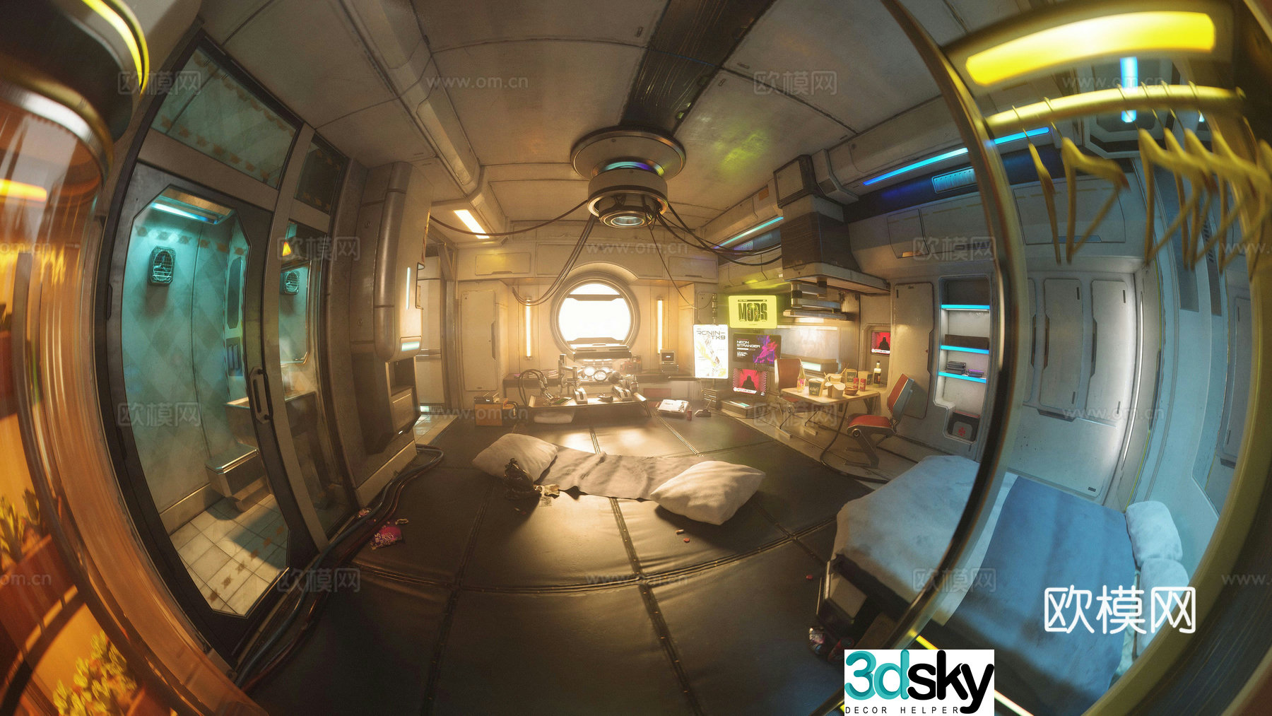 Modern cyberpunk science fiction scenes Indoor cyberpunk bedrooms Cyberpunk hotels Science fiction field 3d model