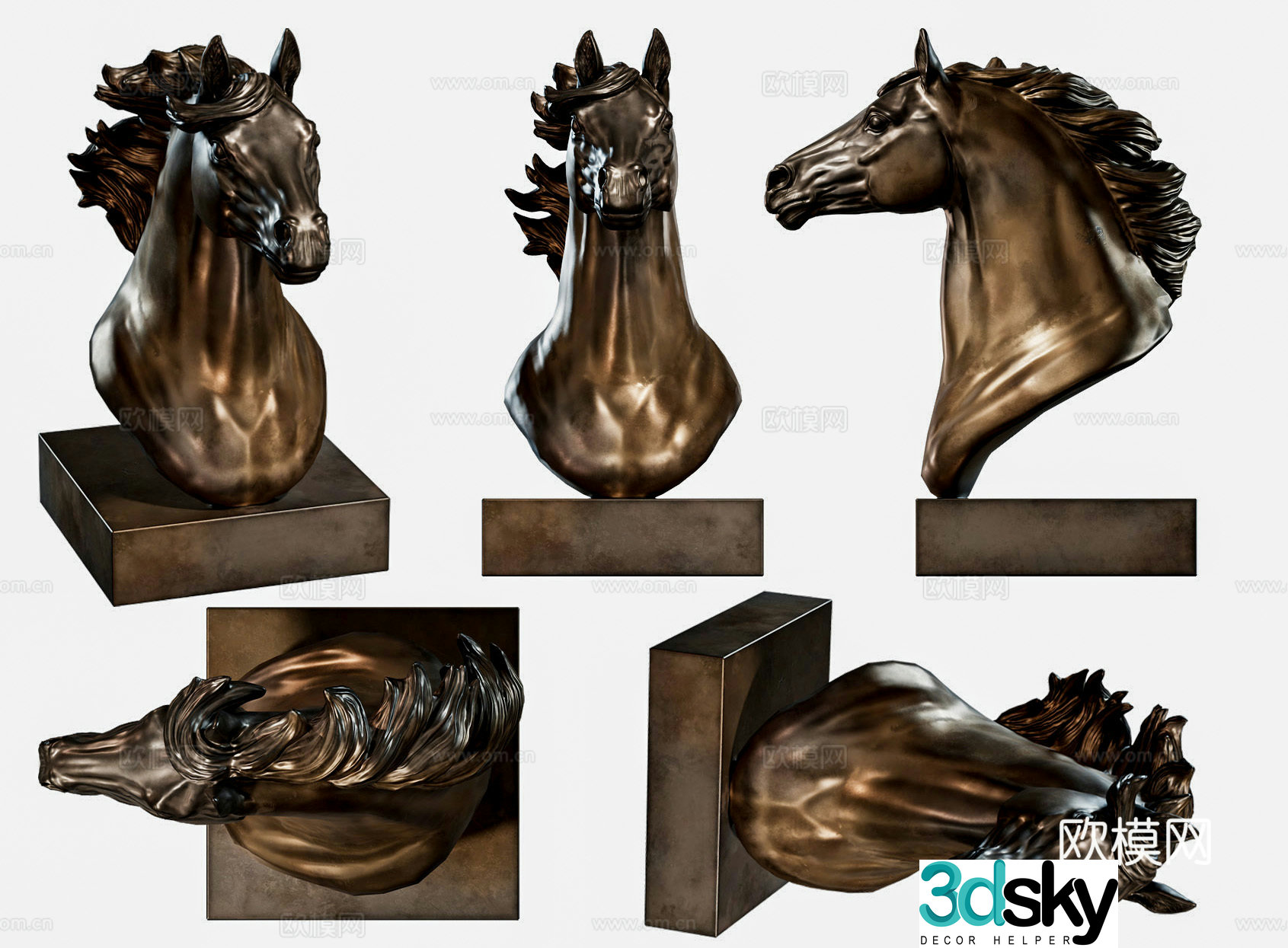 Middle-aged style horse head decoration horse head sculpture ornaments horse head sculpture wall decoration pendant indoor animal head 3D model