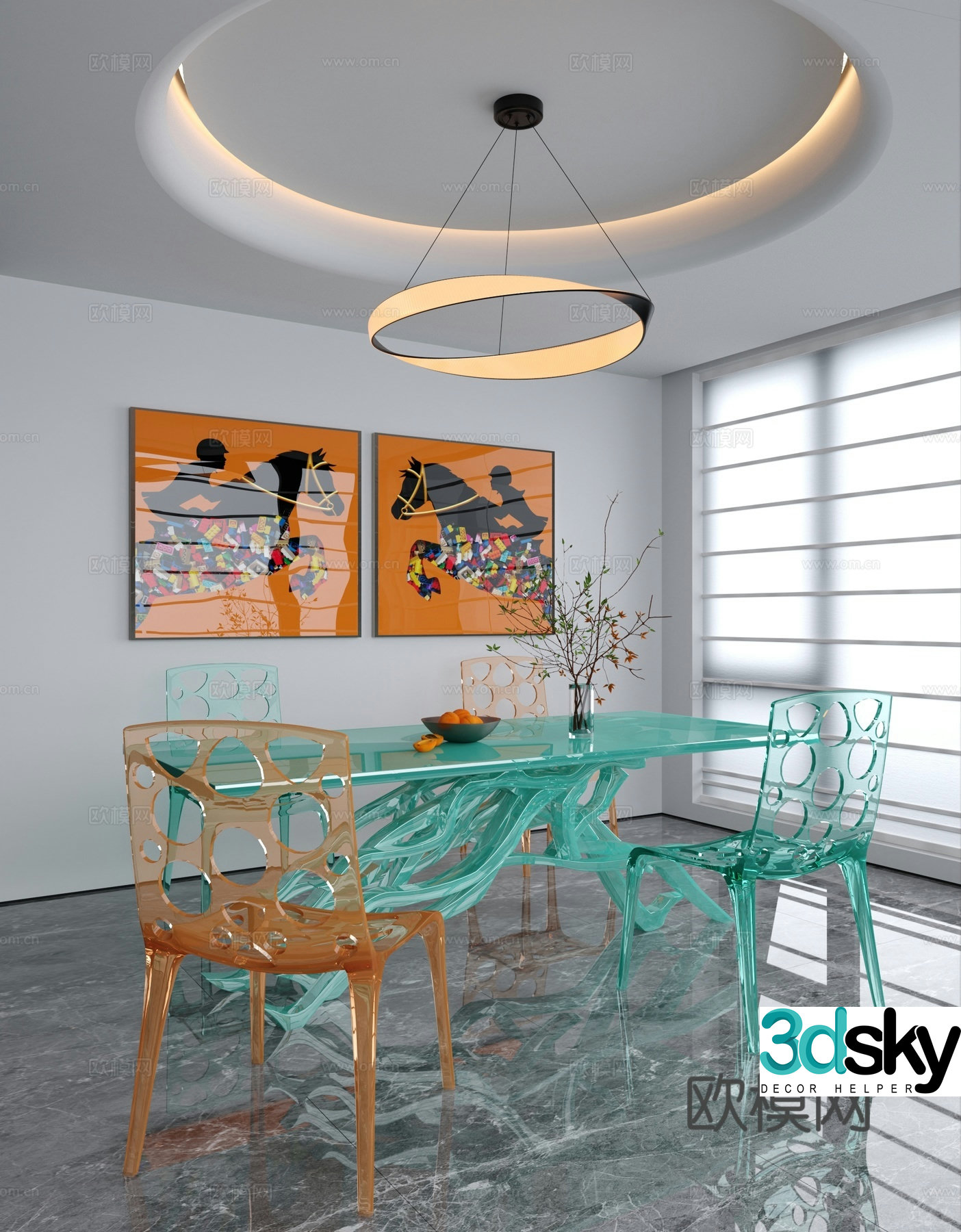 Modern casual table and chair 3d model