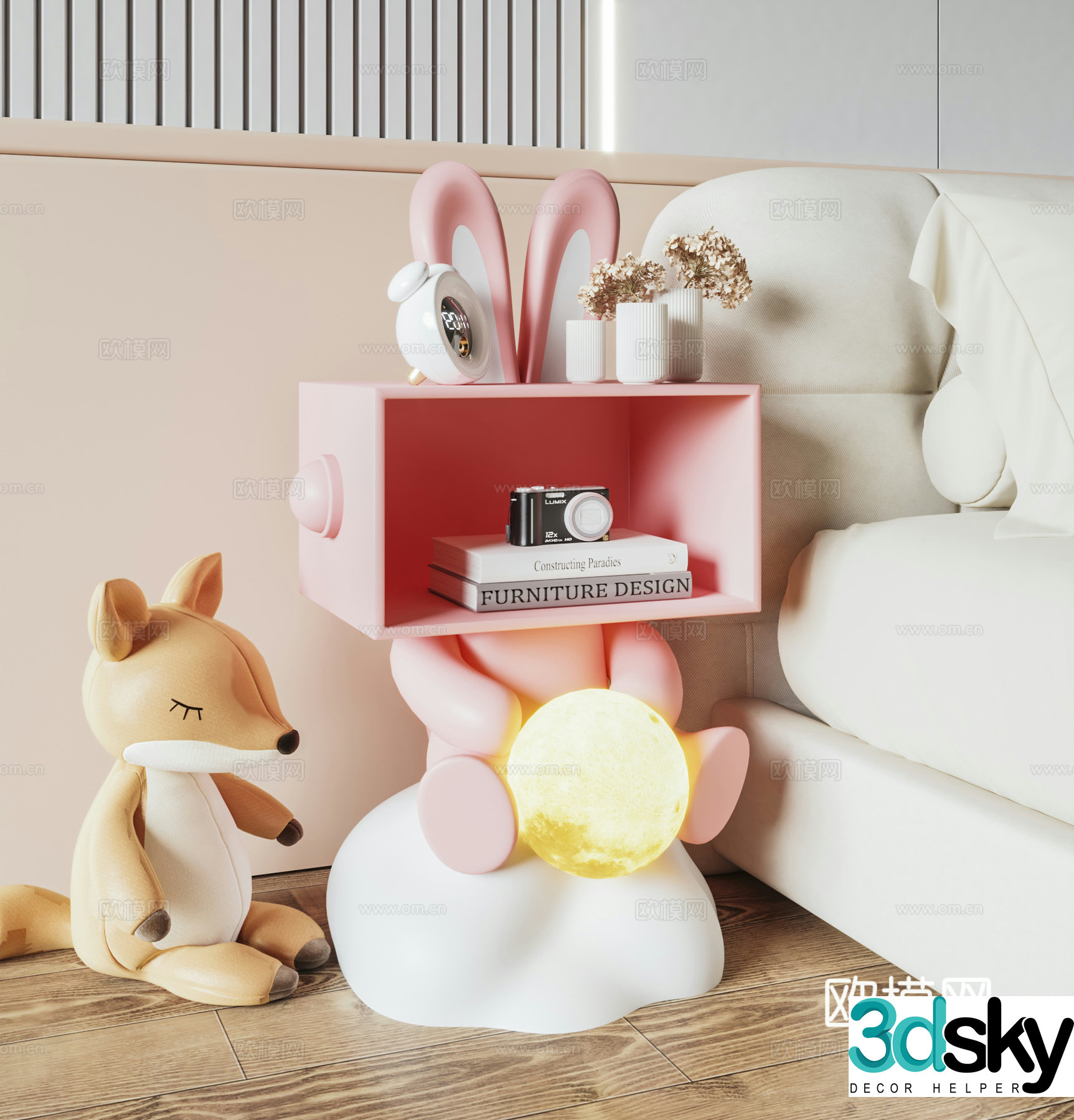 Modern cartoon bedside table 3d model