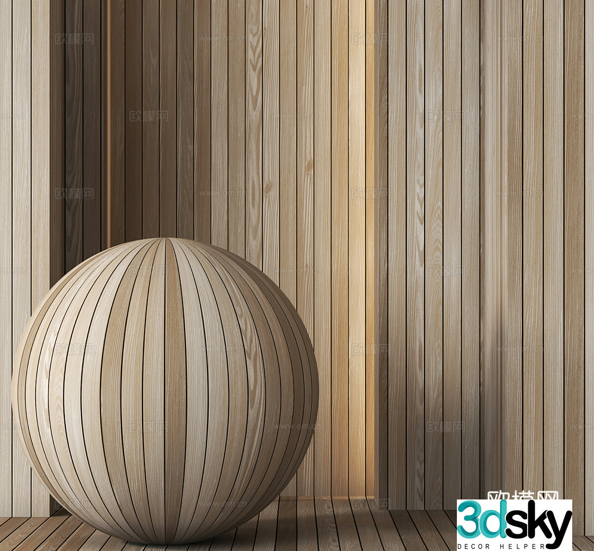 Wood veneer wooden wall panel spliced â€‹â€‹wood grain panel wall panel 3d model
