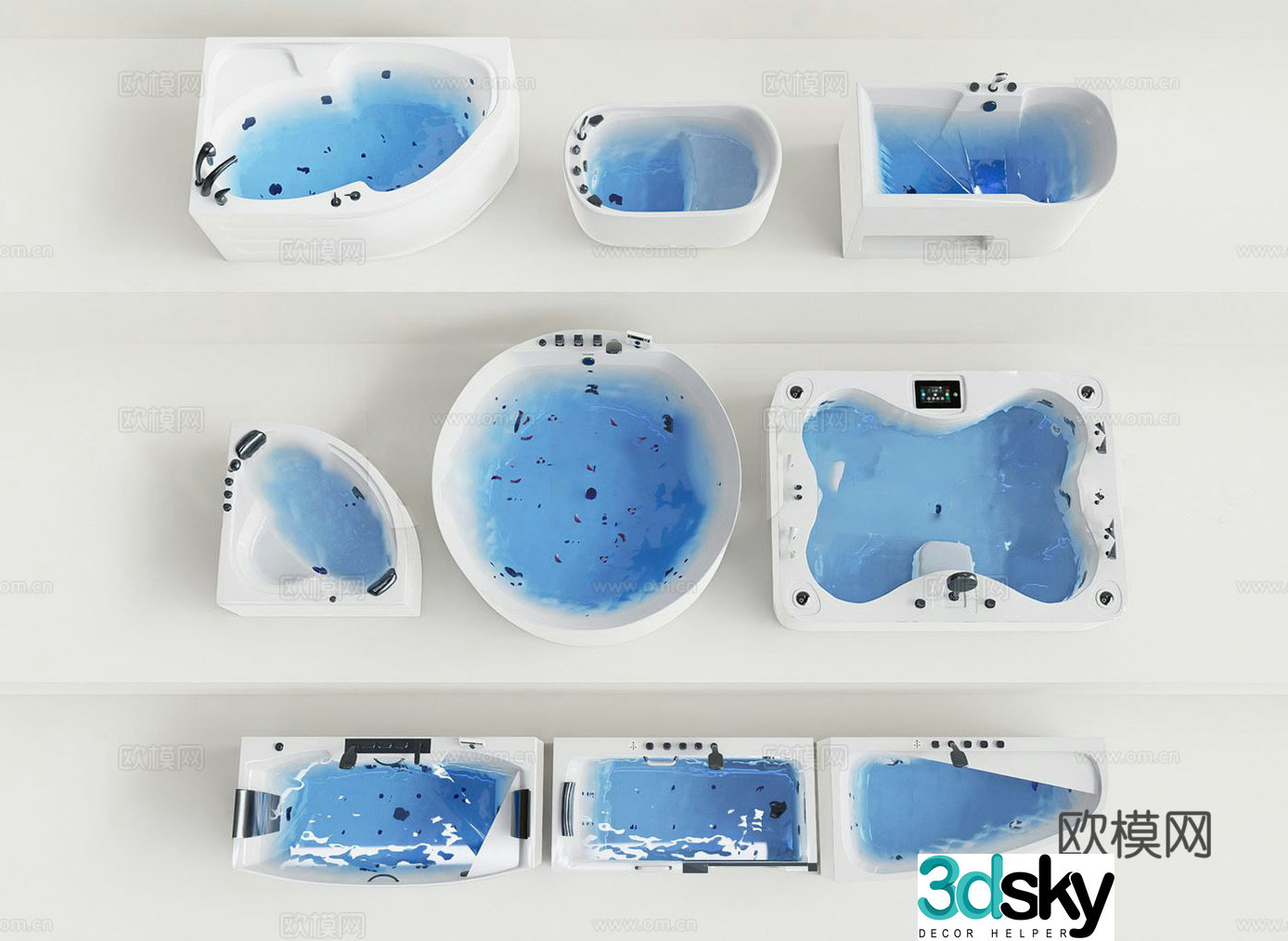 Modern bathtub combination round bathtub rectangular bathtub oval bathtub villa bathtub bath 3d model
