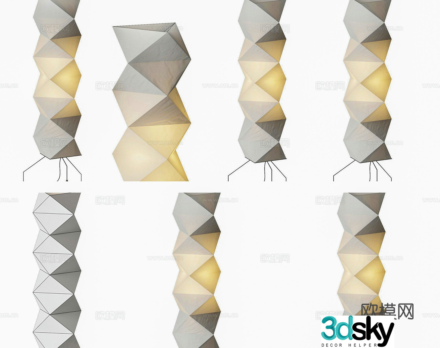Modern minimalist floor lamp Paper floor lamp Nordic simple floor lamp Living room and dining room decoration floor 3D model