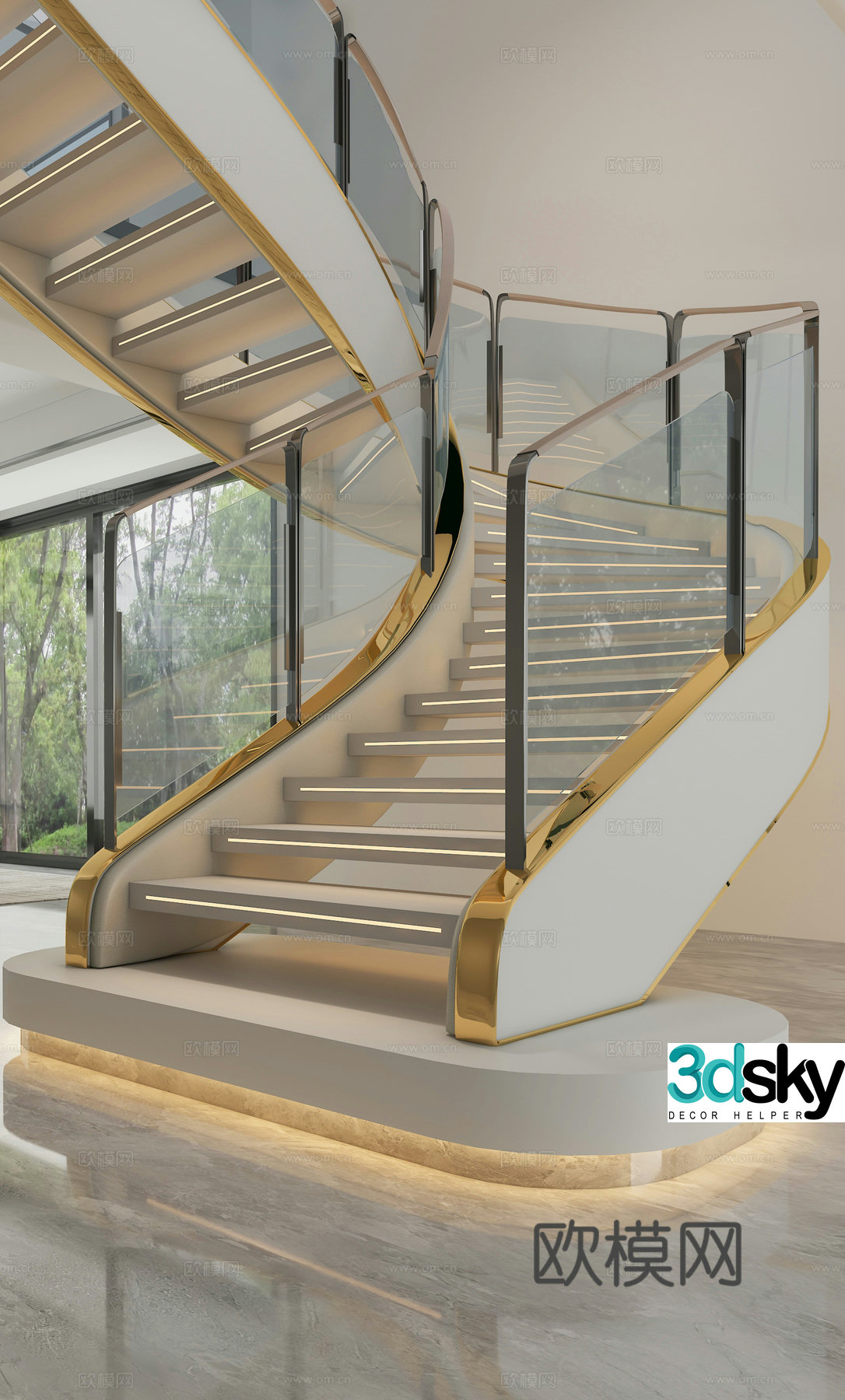 Modern spiral staircase 3d model