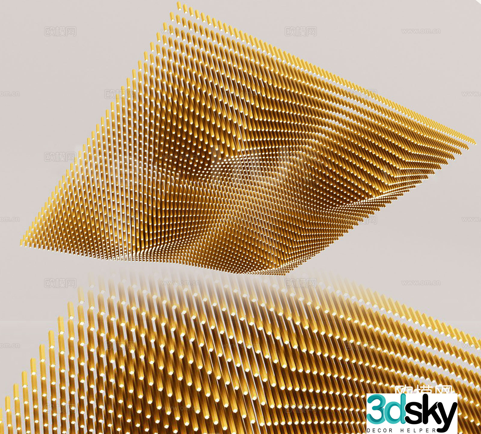Modern grille solid wood ceiling special-shaped ceiling curved wavy ceiling wooden grille special-shaped wavy ceiling 3D model