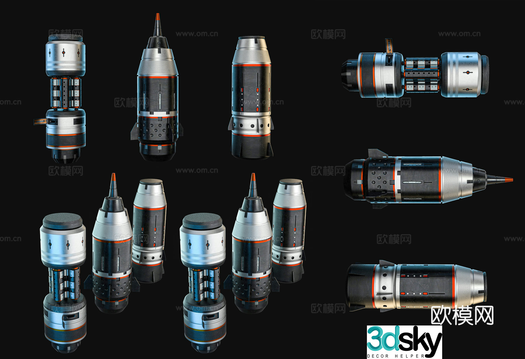 Modern science fiction ammunition bullet equipment Science fiction art installation Science fiction device Capsule Energy ammunition 3D model