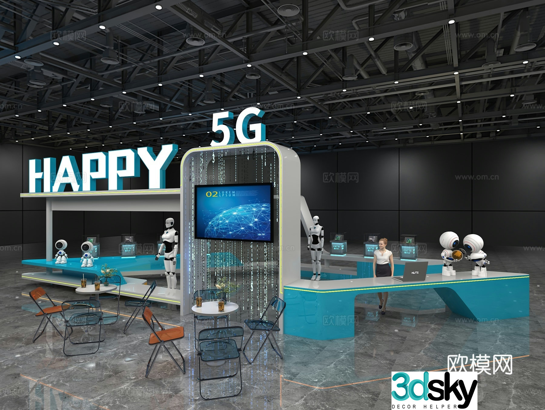 Modern tech exhibition 3d model