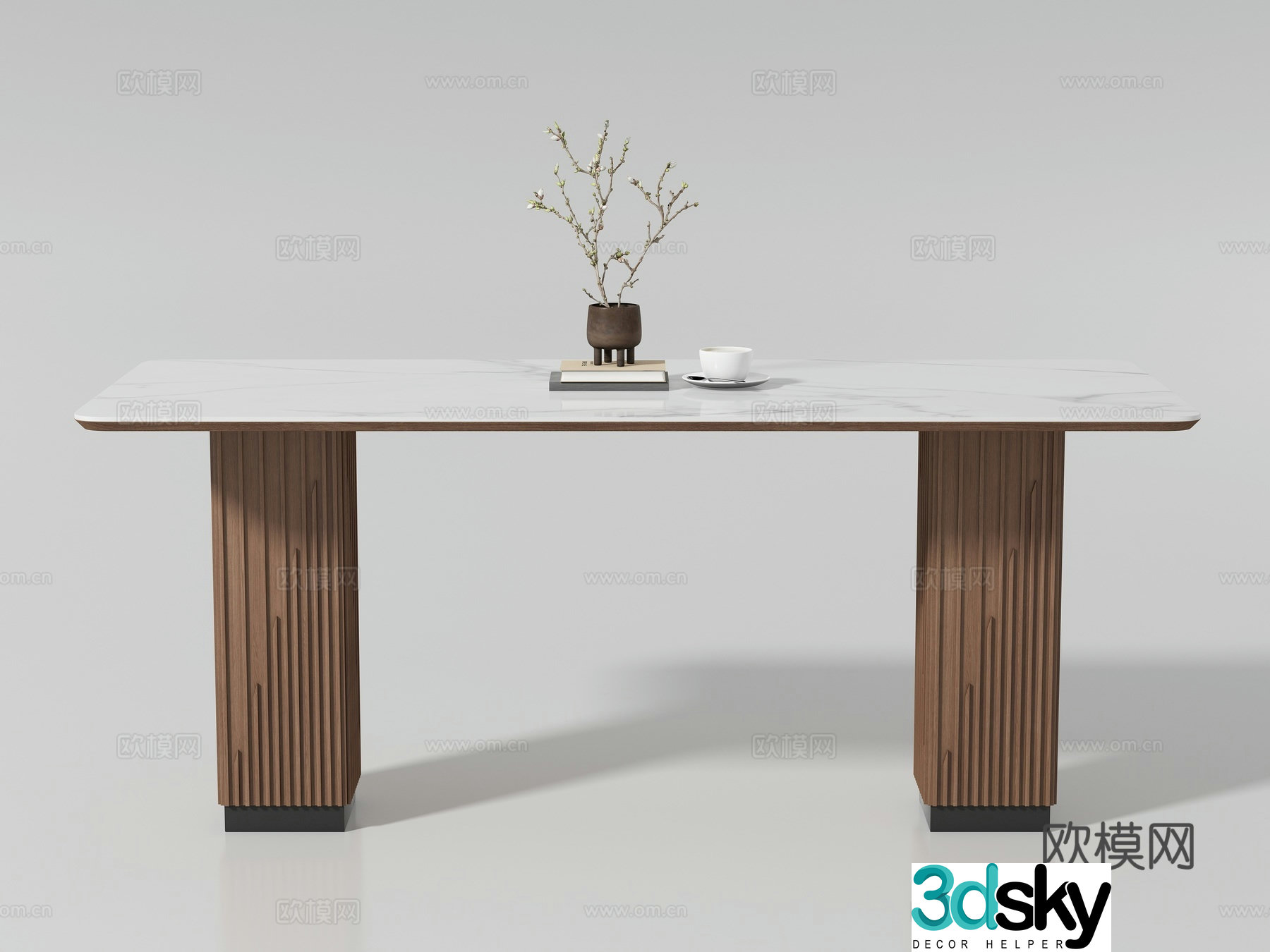 Modern medieval style long dining table 3D model