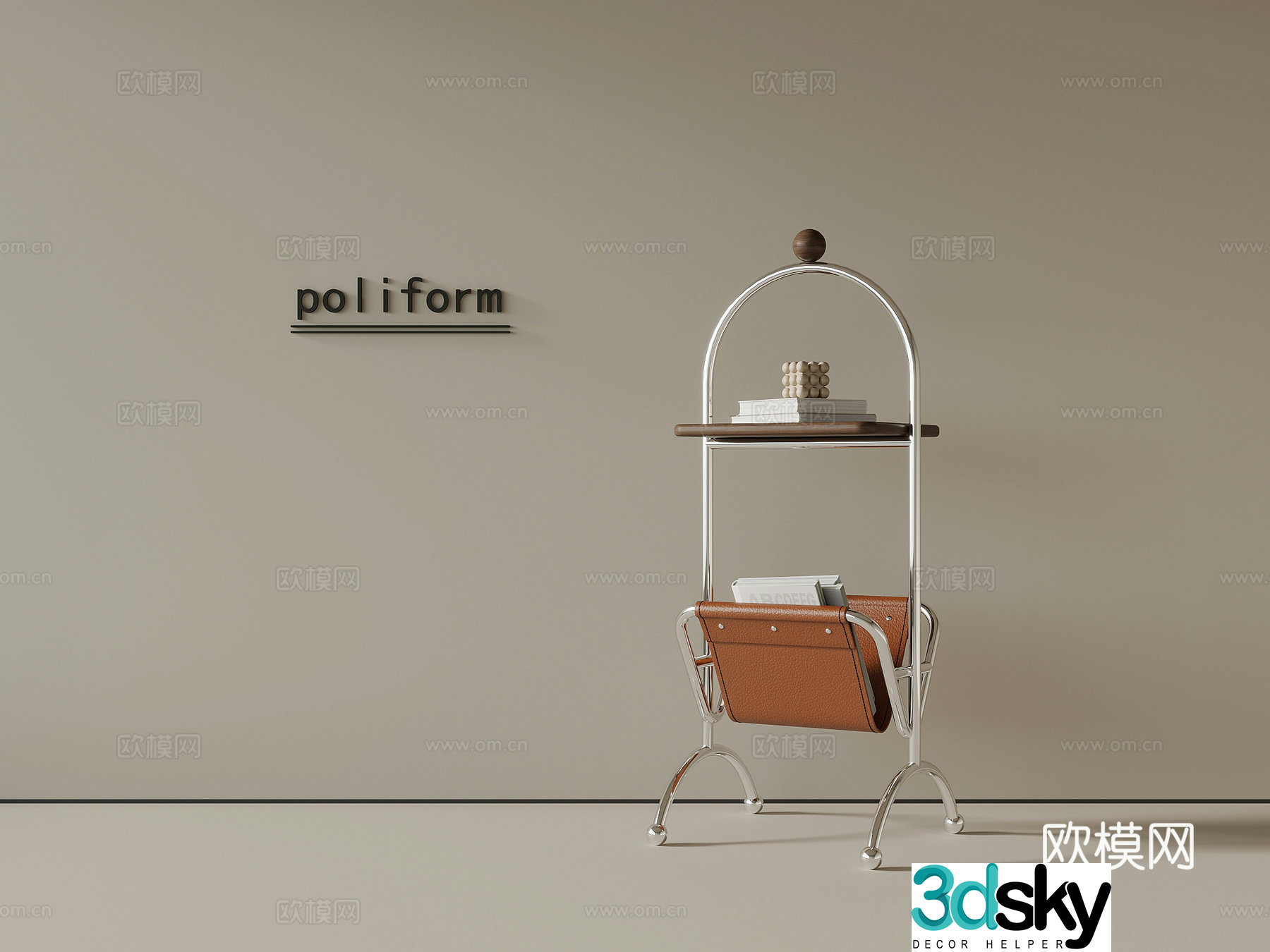 Middle-aged side table corner table 3D model