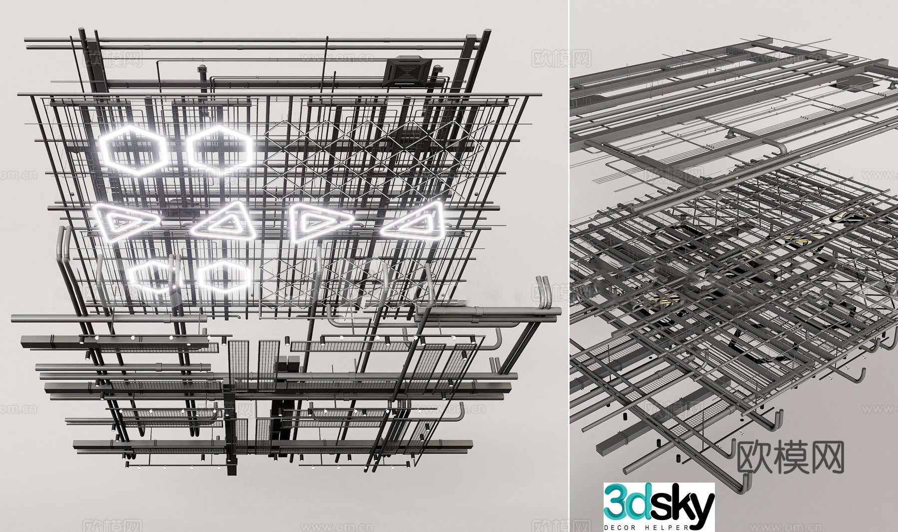 Industrial ceiling Office industrial pipeline parts Industrial pipeline parts ceiling Fan coil 3D model