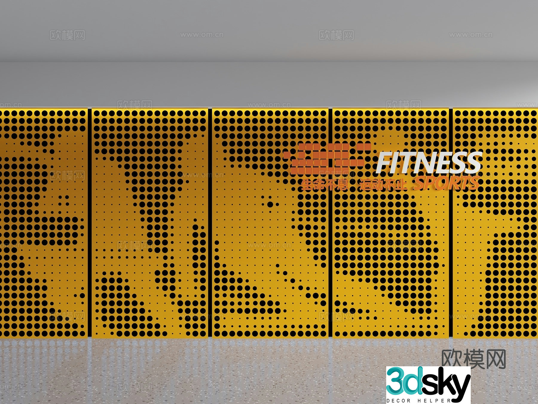 Modern punching background wall Creative background wall Sports hall background wall Gym culture wall Sports 3D model