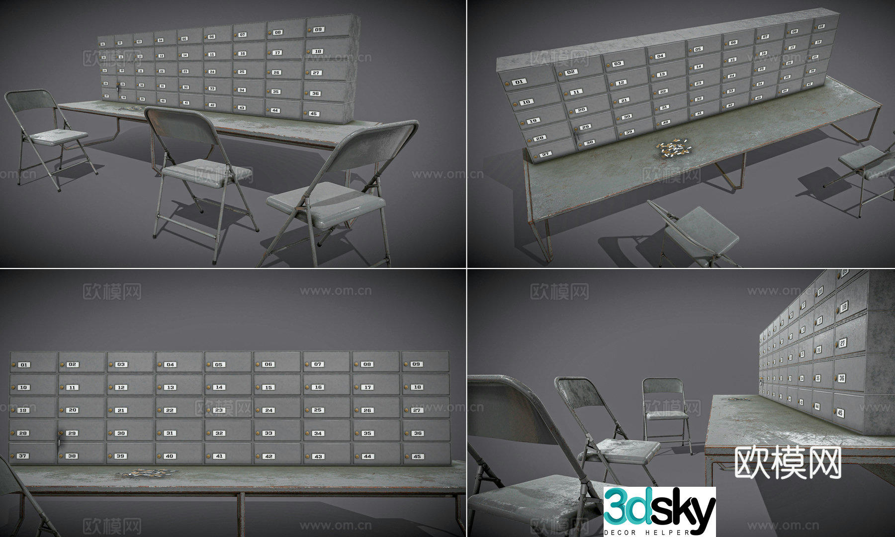 Retro mailbox community mailbox desktop retro ornament unit mailbox mailbox old 3d model