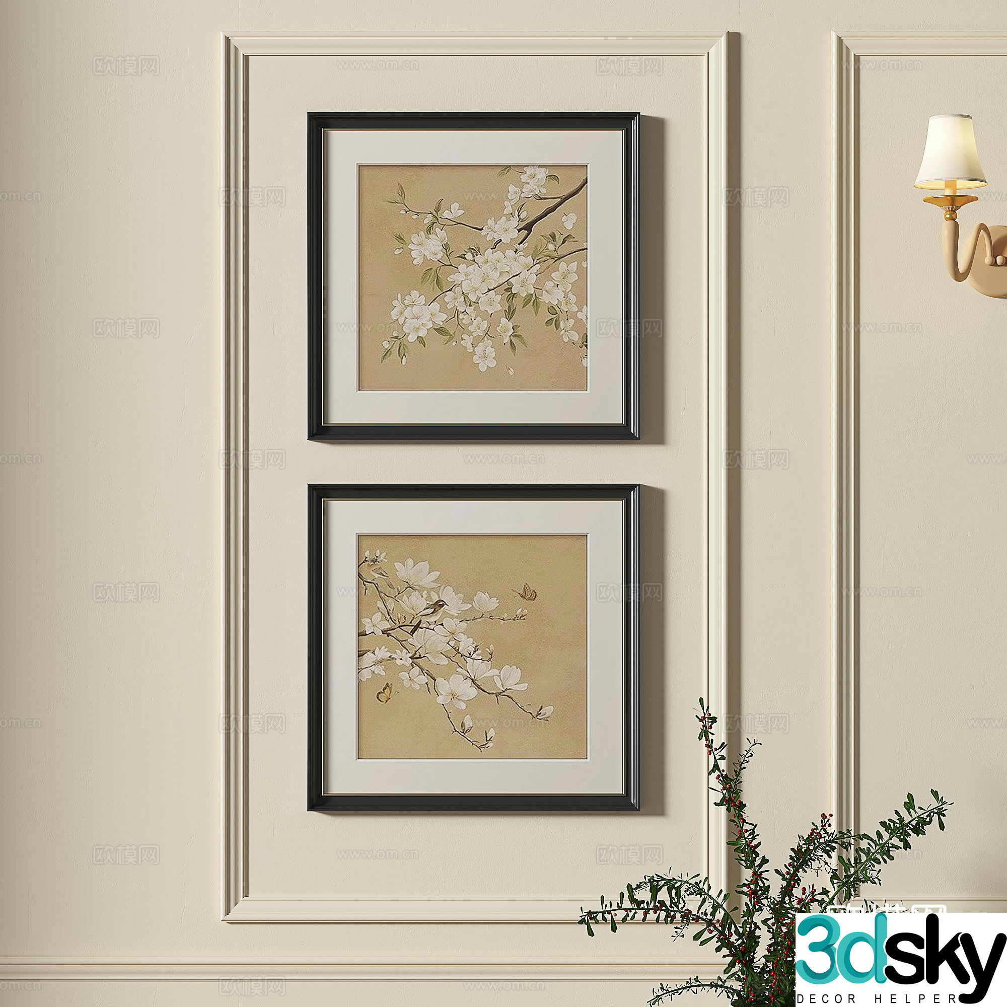 French retro medieval decorative painting 3d model