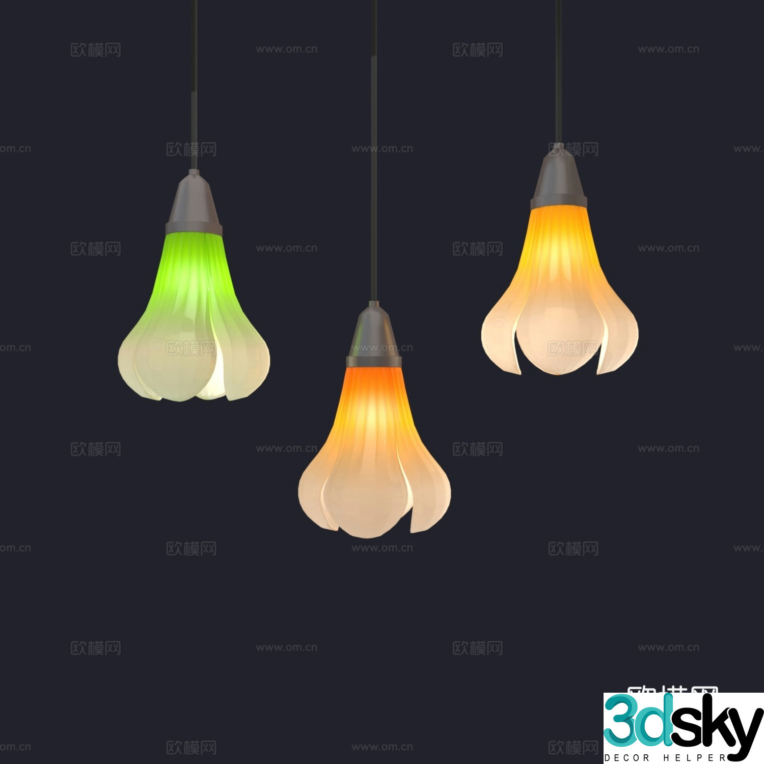 Creative chandelier natural light luxury flower chandelier 3d model