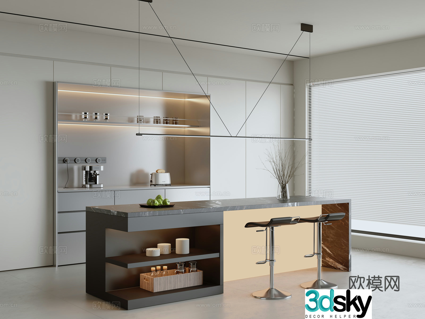 Modern minimalist middle island 3D model