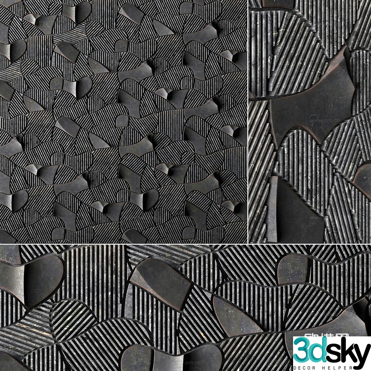 New Chinese style ceramic tiles flower tiles cement tiles 3D model