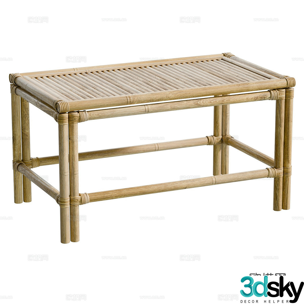 New Chinese Sole bamboo woven dining table 3D model