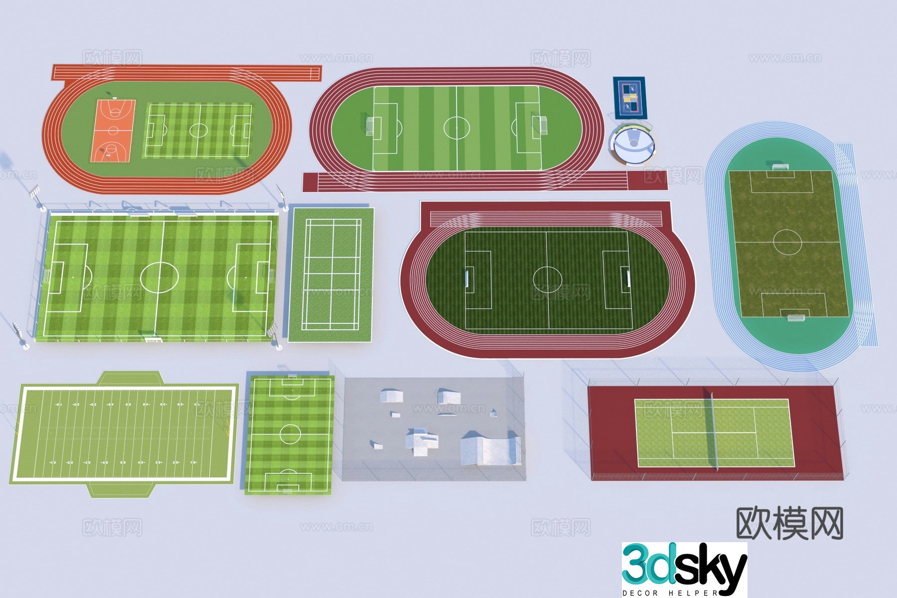 Modern sports field 3d model