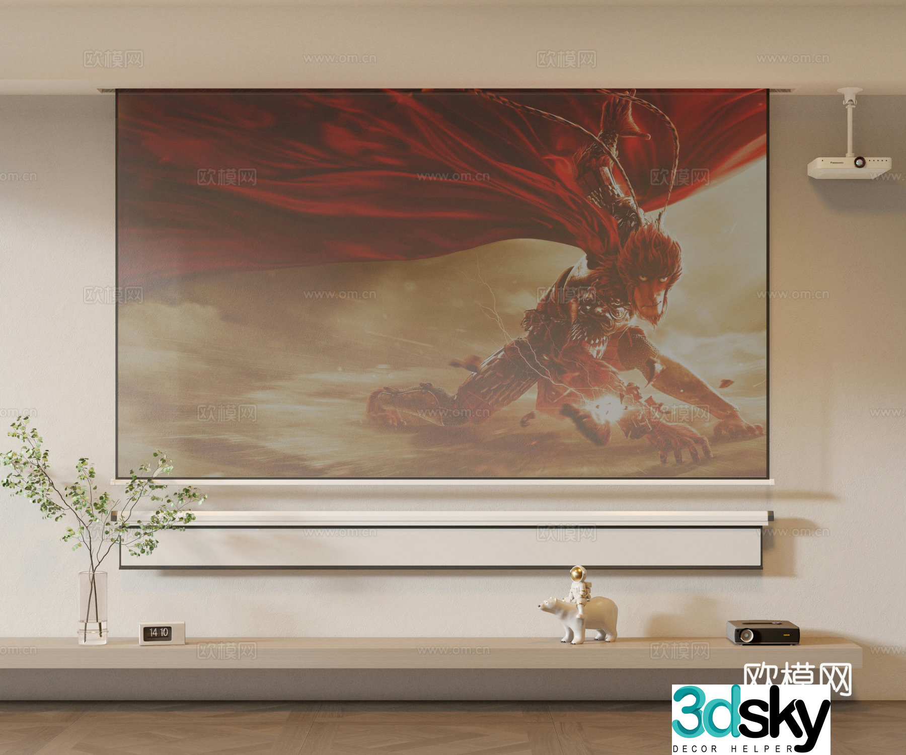 Projector Projection Equipment Curtain 3D Model