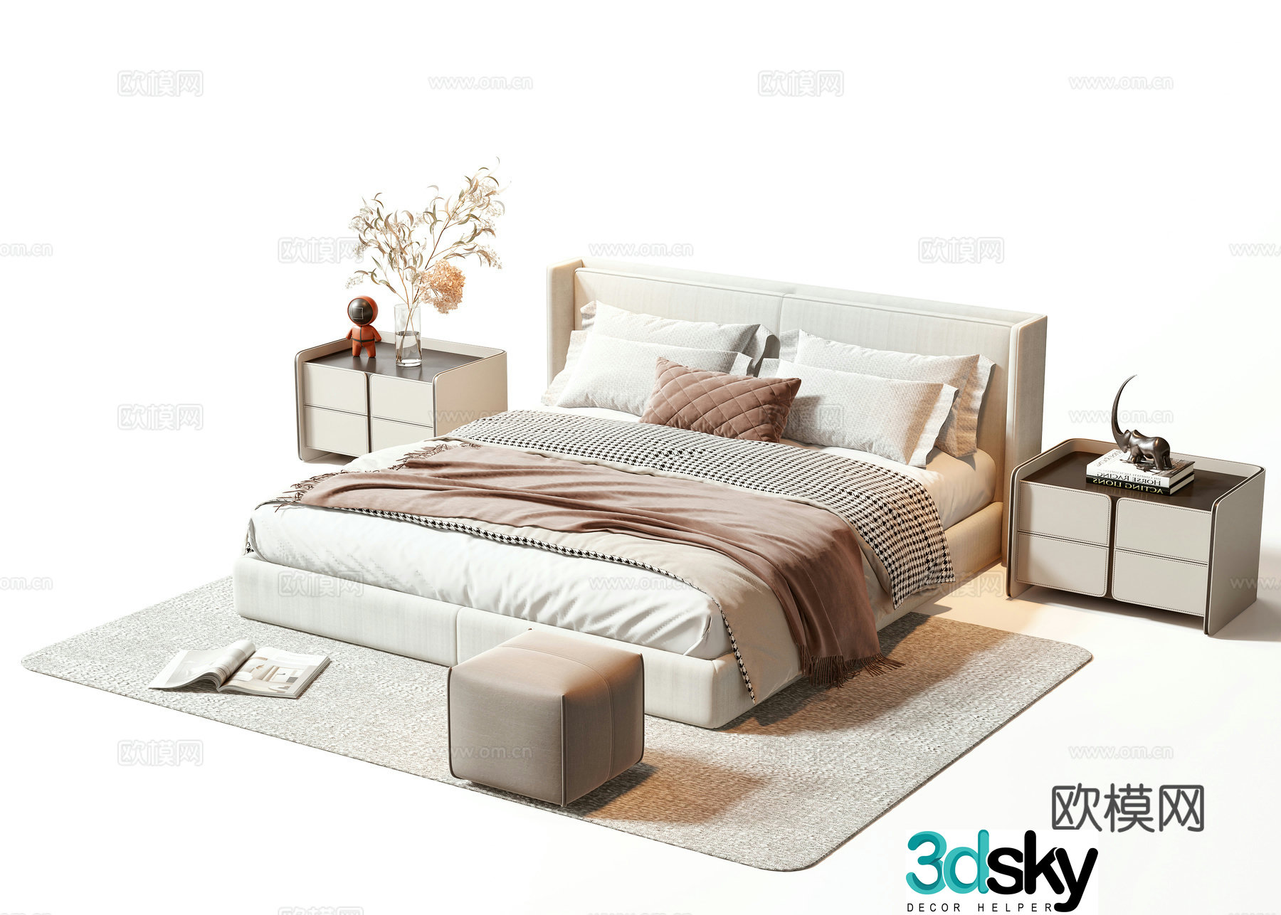 Modern double bed 3d model