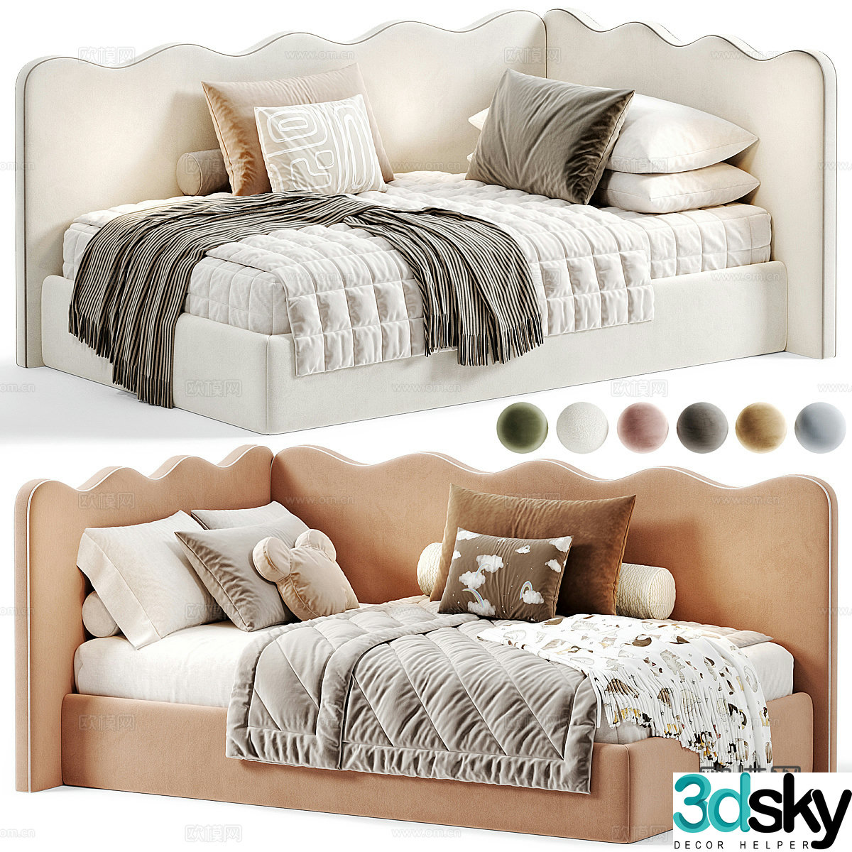 Modern creamy children’s bed sofa bed 3d model