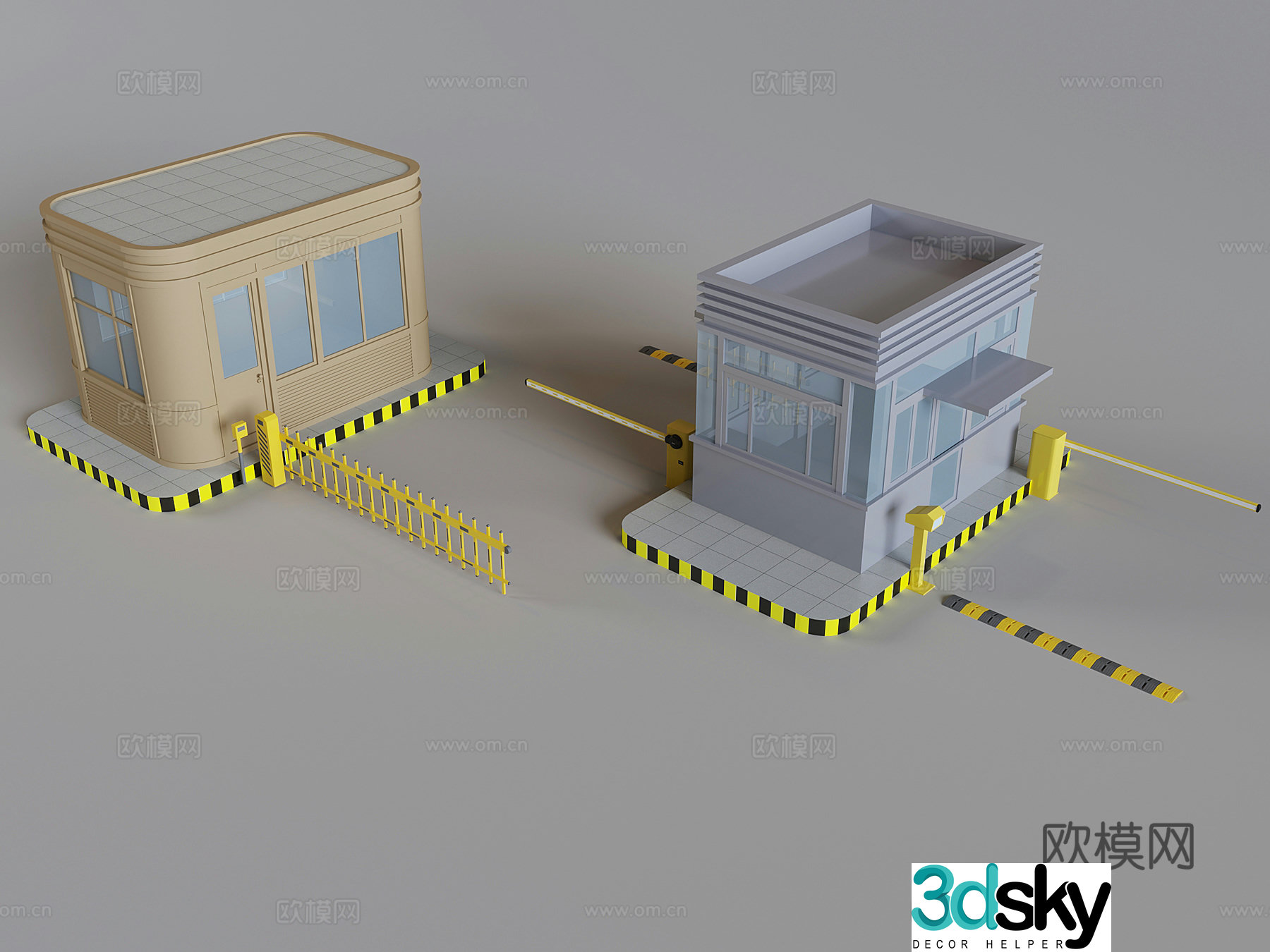 On-duty security booth gate sensing lifting rod access control speed bump toll rod 3D model