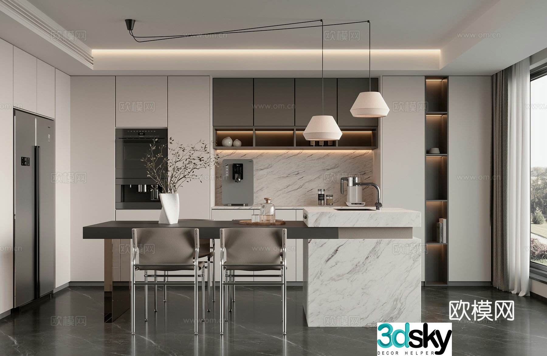 Modern island restaurant 3d model