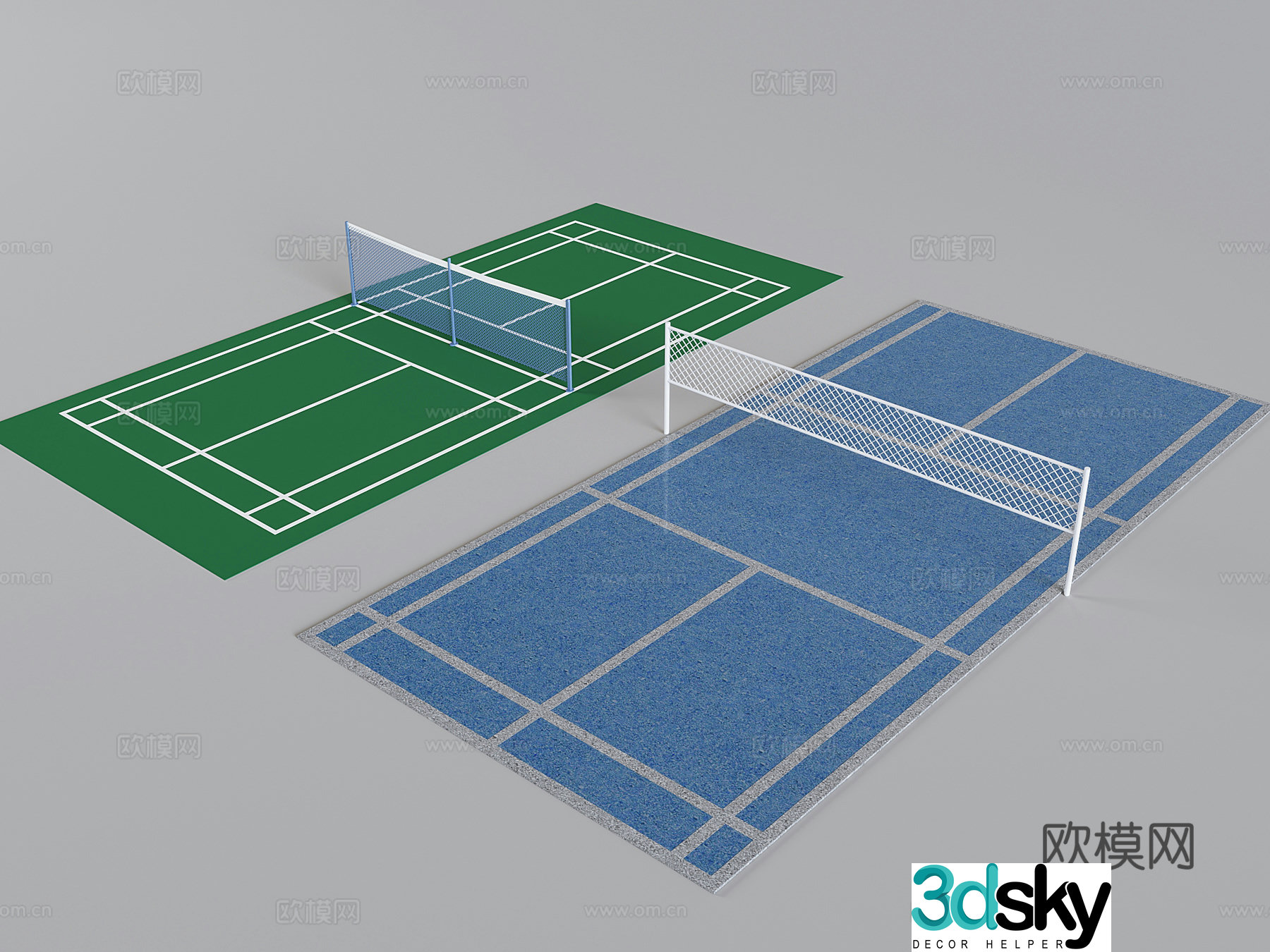 Badminton training ground Plastic sports ground 3D model