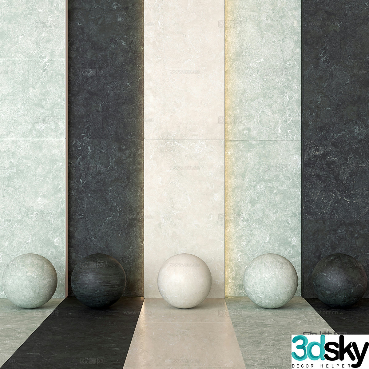 New Chinese style ceramic tiles Antique tiles Cement tiles Soft light tiles 3D model