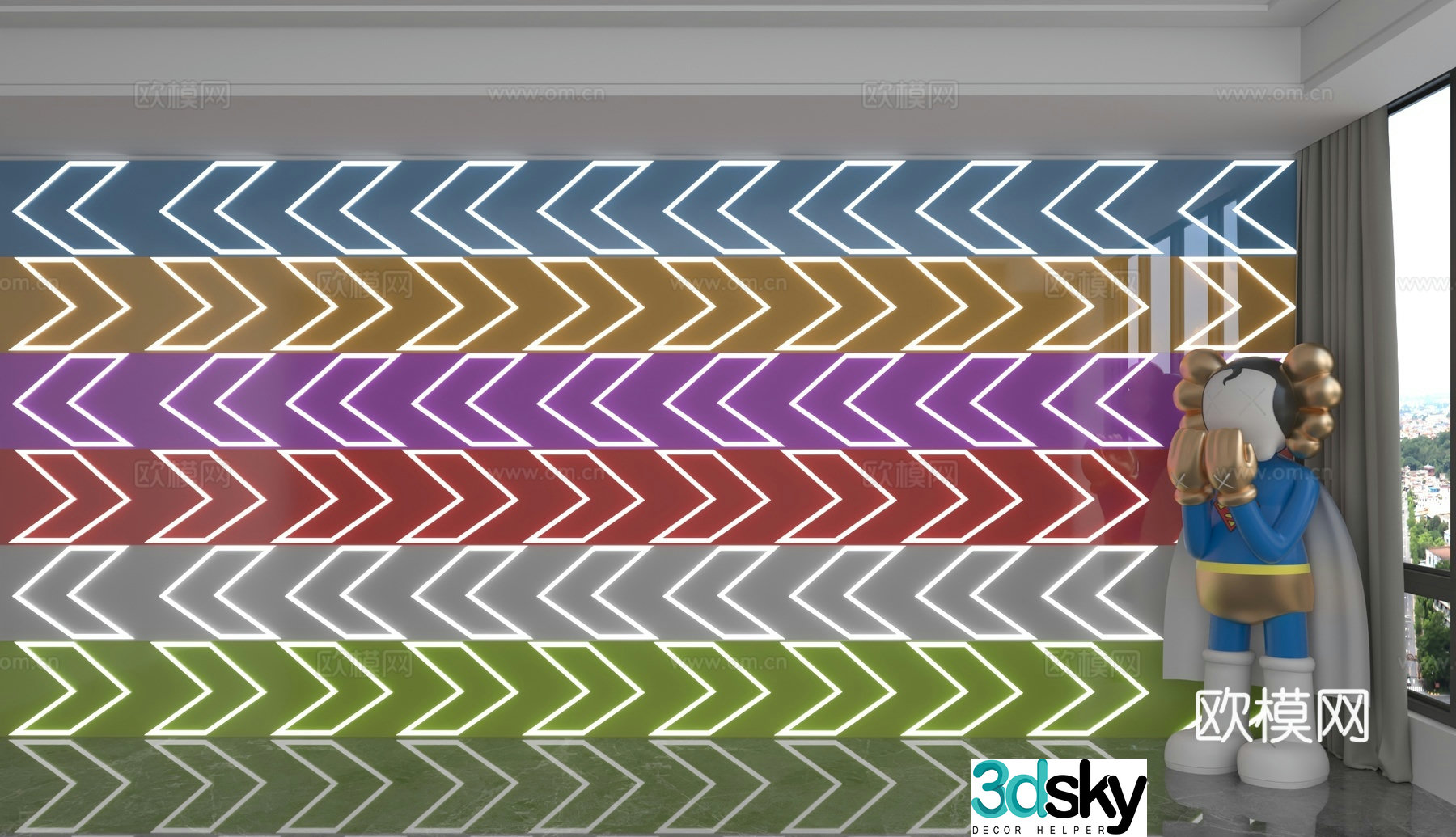 Modern background wall 3d model