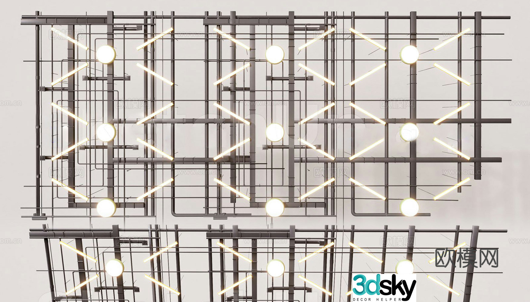 Industrial ceiling Office industrial pipeline parts Industrial pipeline parts ceiling Fan coil 3D model