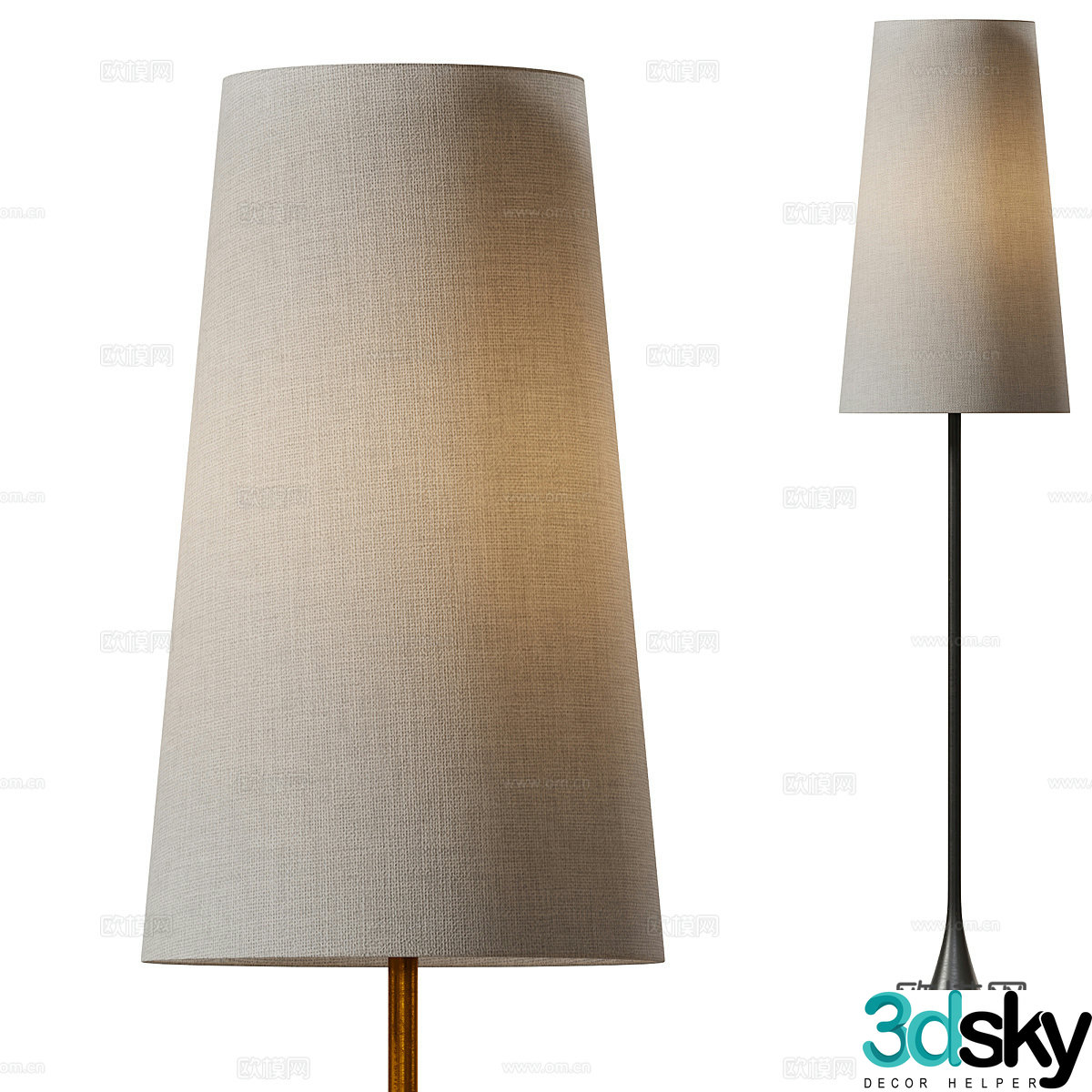 New Chinese style Seguin brushed black metal floor lamp 3D model