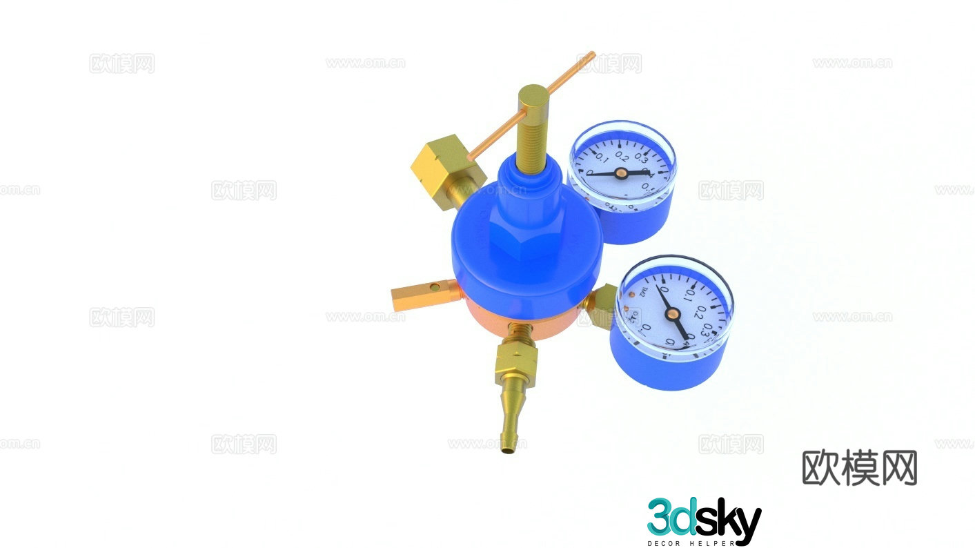 Oxygen regulator Pressure gauge Pressure gauge instrument panel Instrument equipment Adjustment equipment 3D model