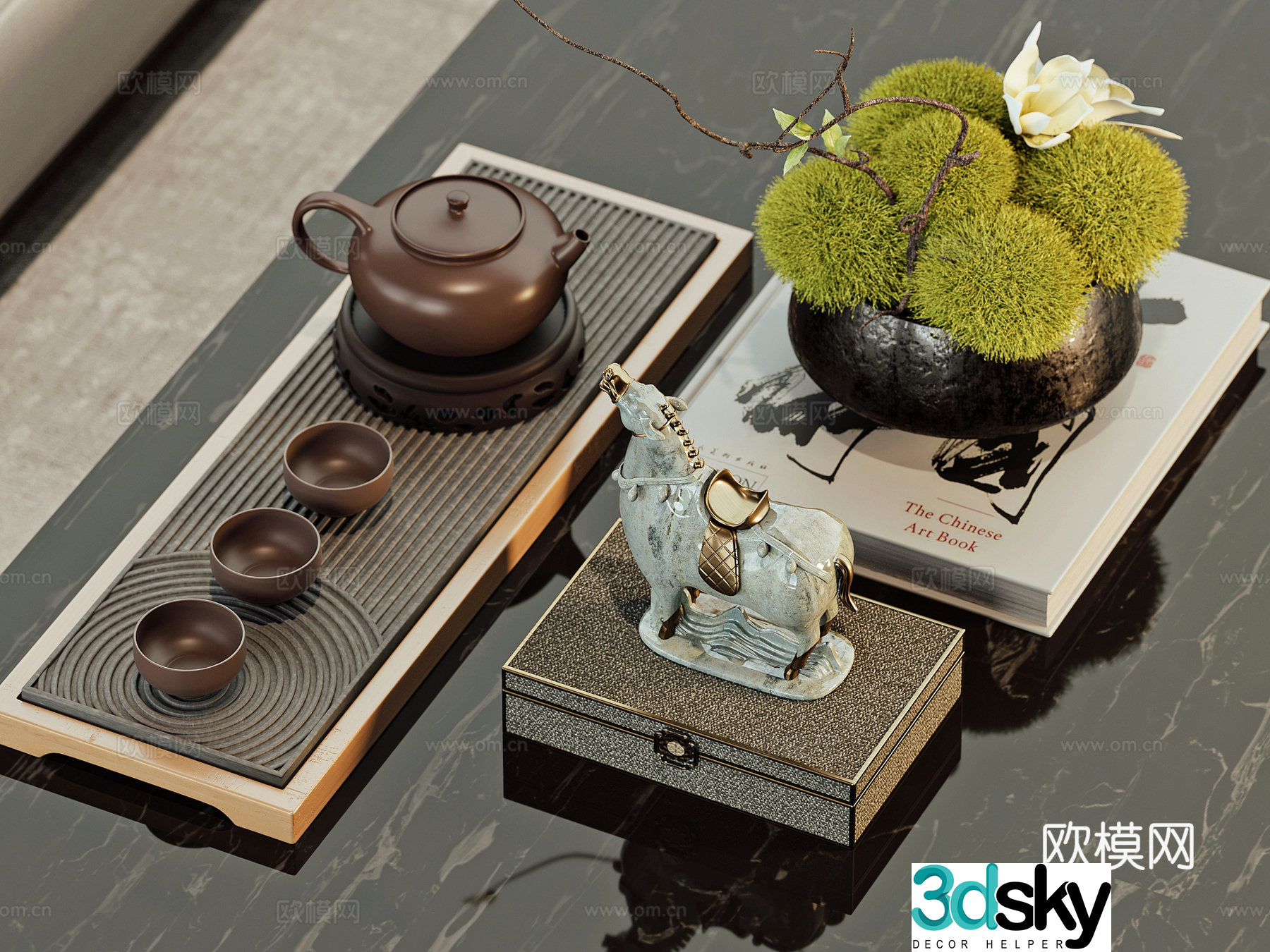 New Chinese tea set ornaments 3D model
