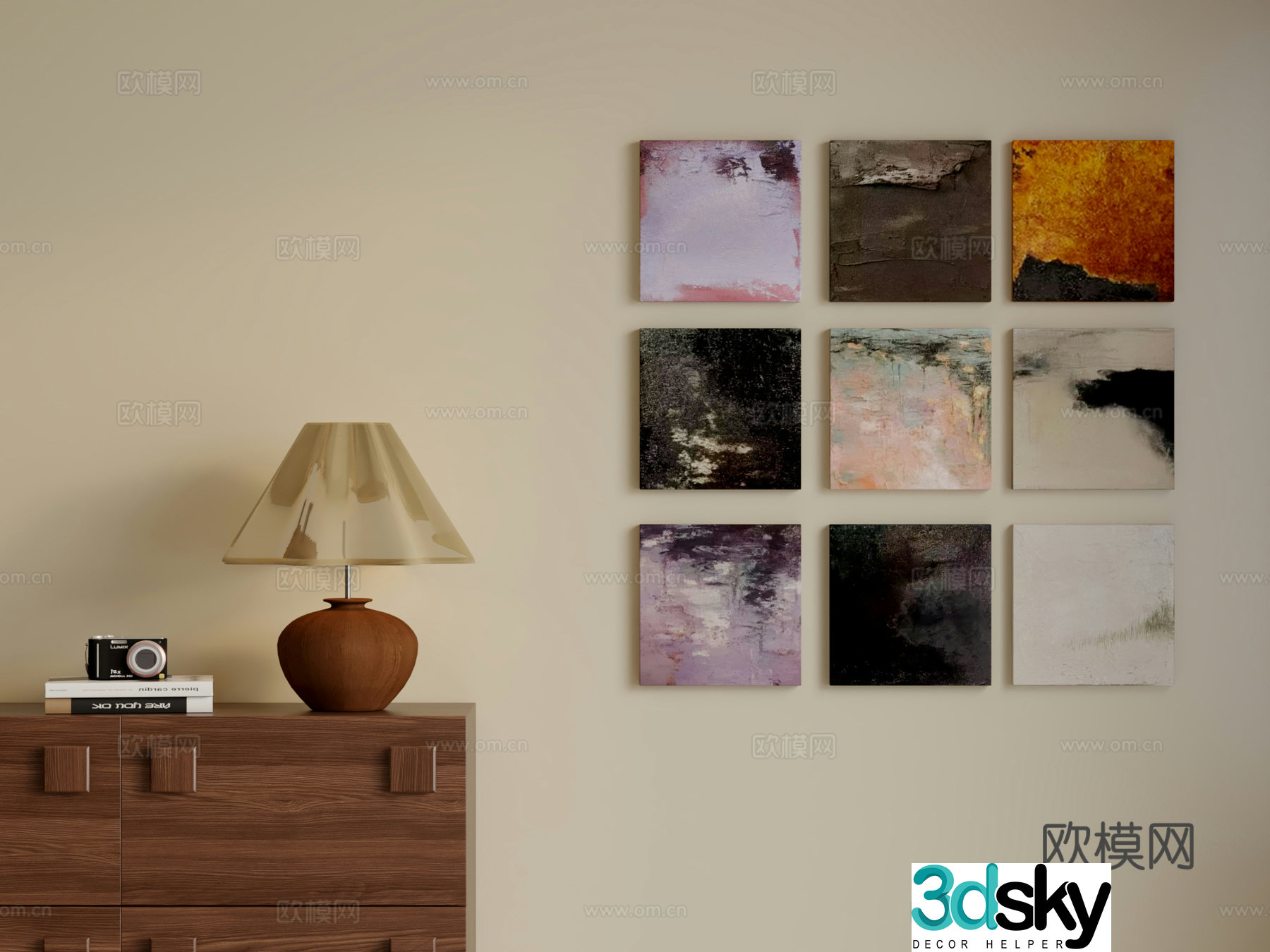 3D model of small hanging paintings in the middle style of Wasabi