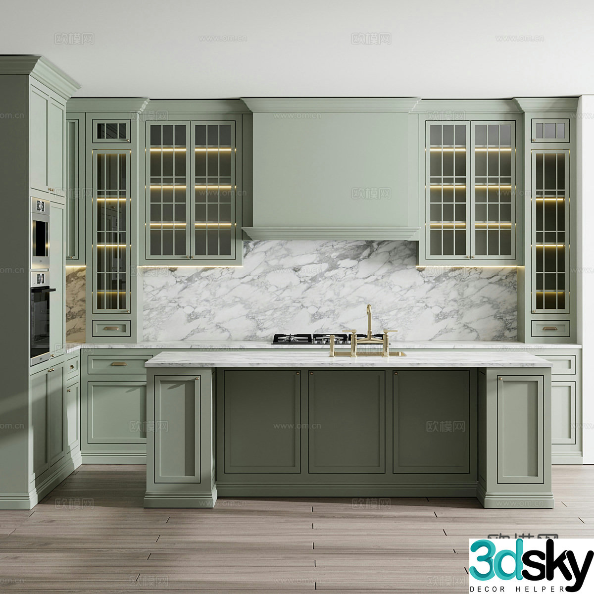 Cabinet combination Central kitchen Kitchen equipment 3D model
