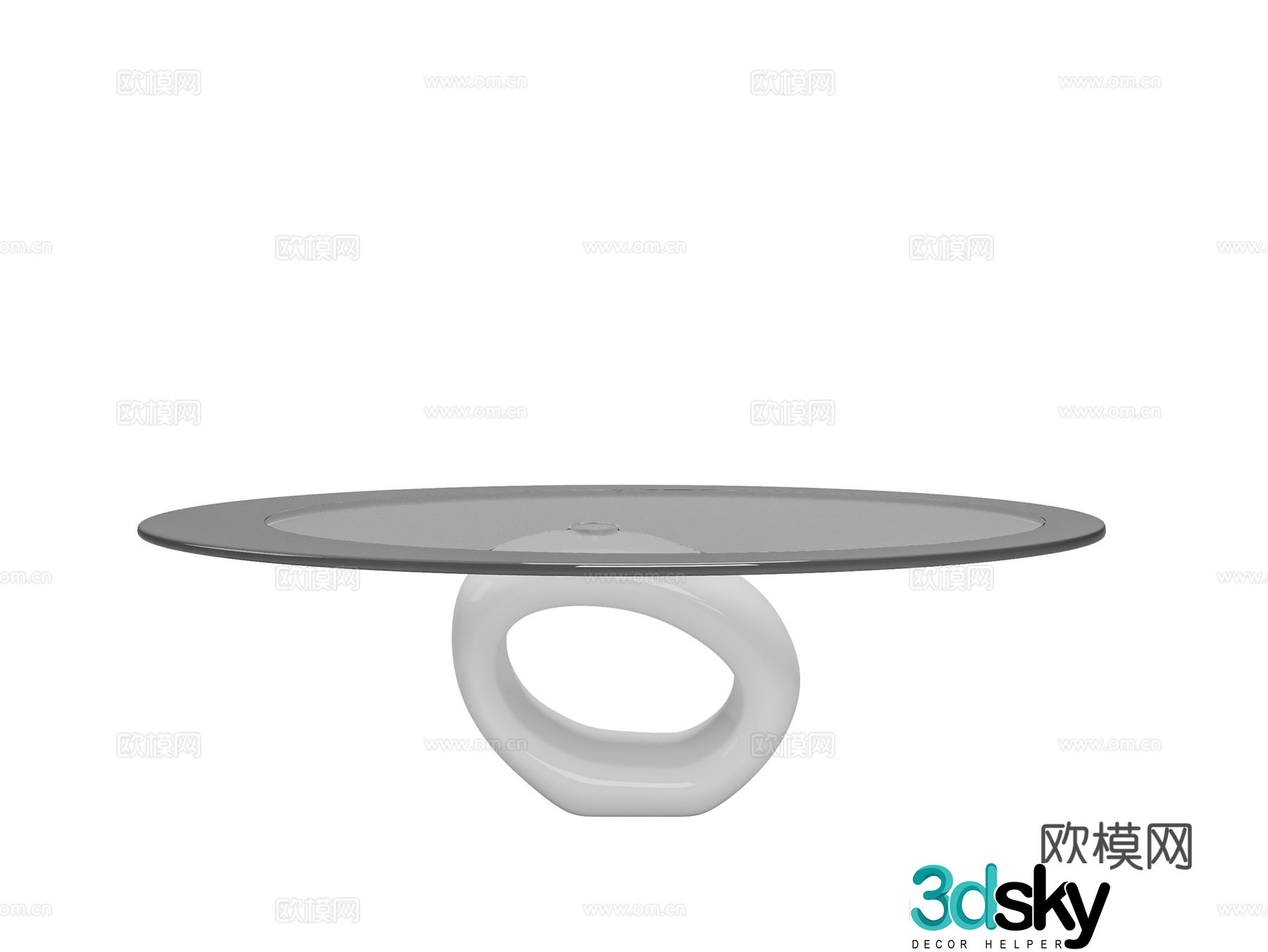Oval glass coffee table 3d model
