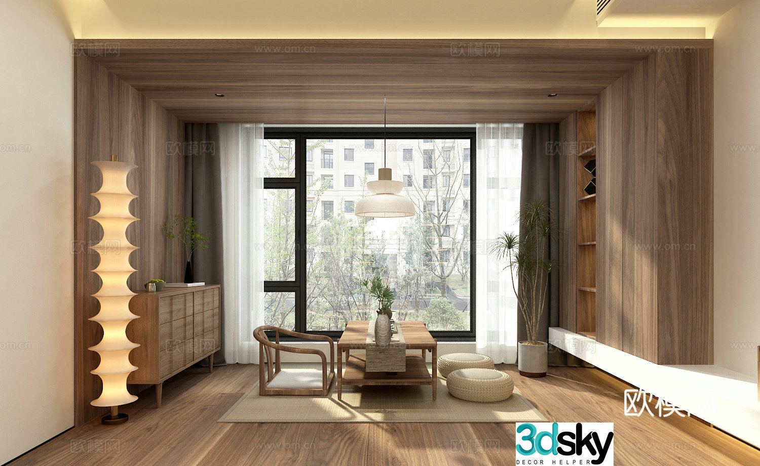 Log style leisure balcony 3d model