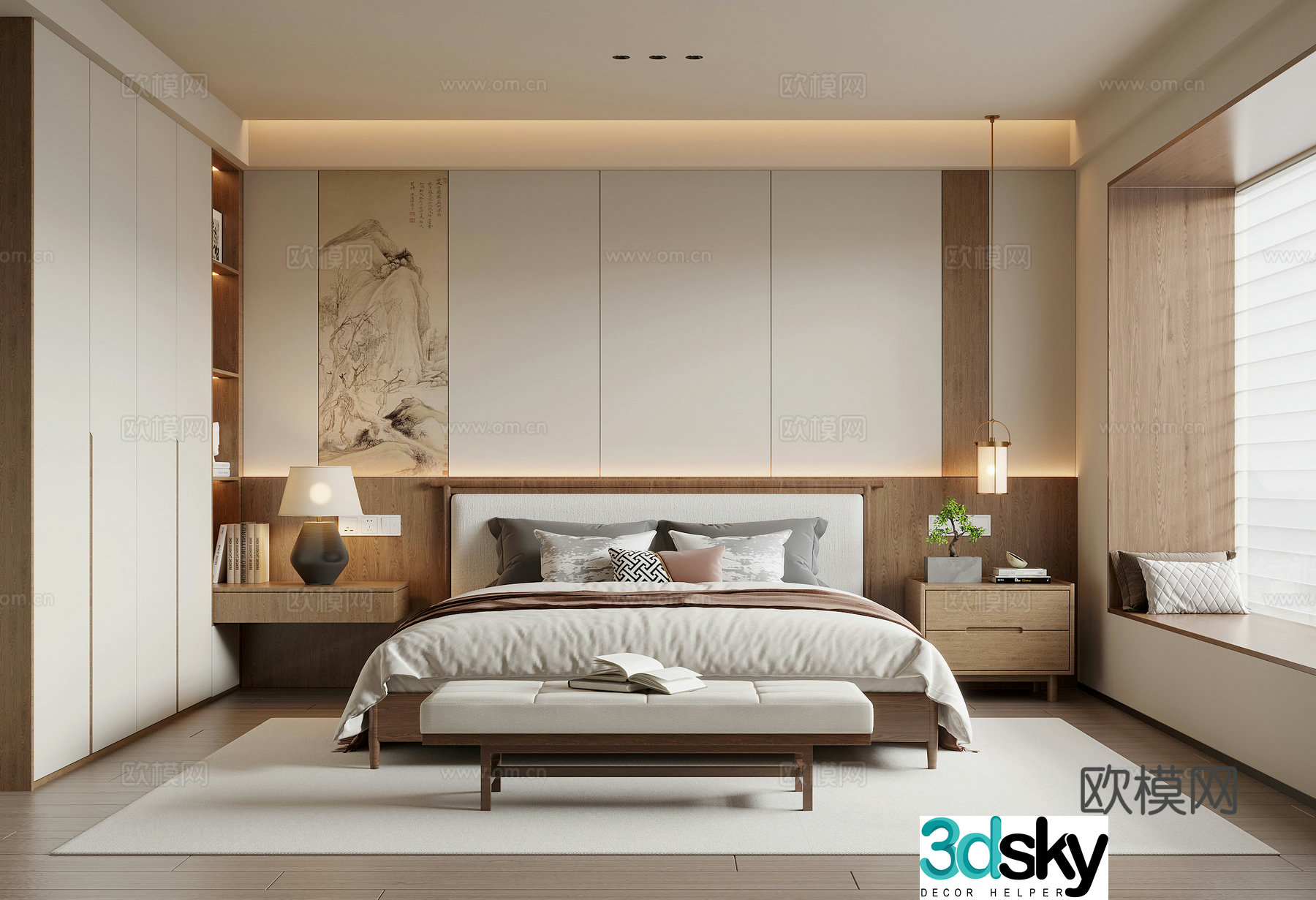 New Chinese Song style bedroom 3D model