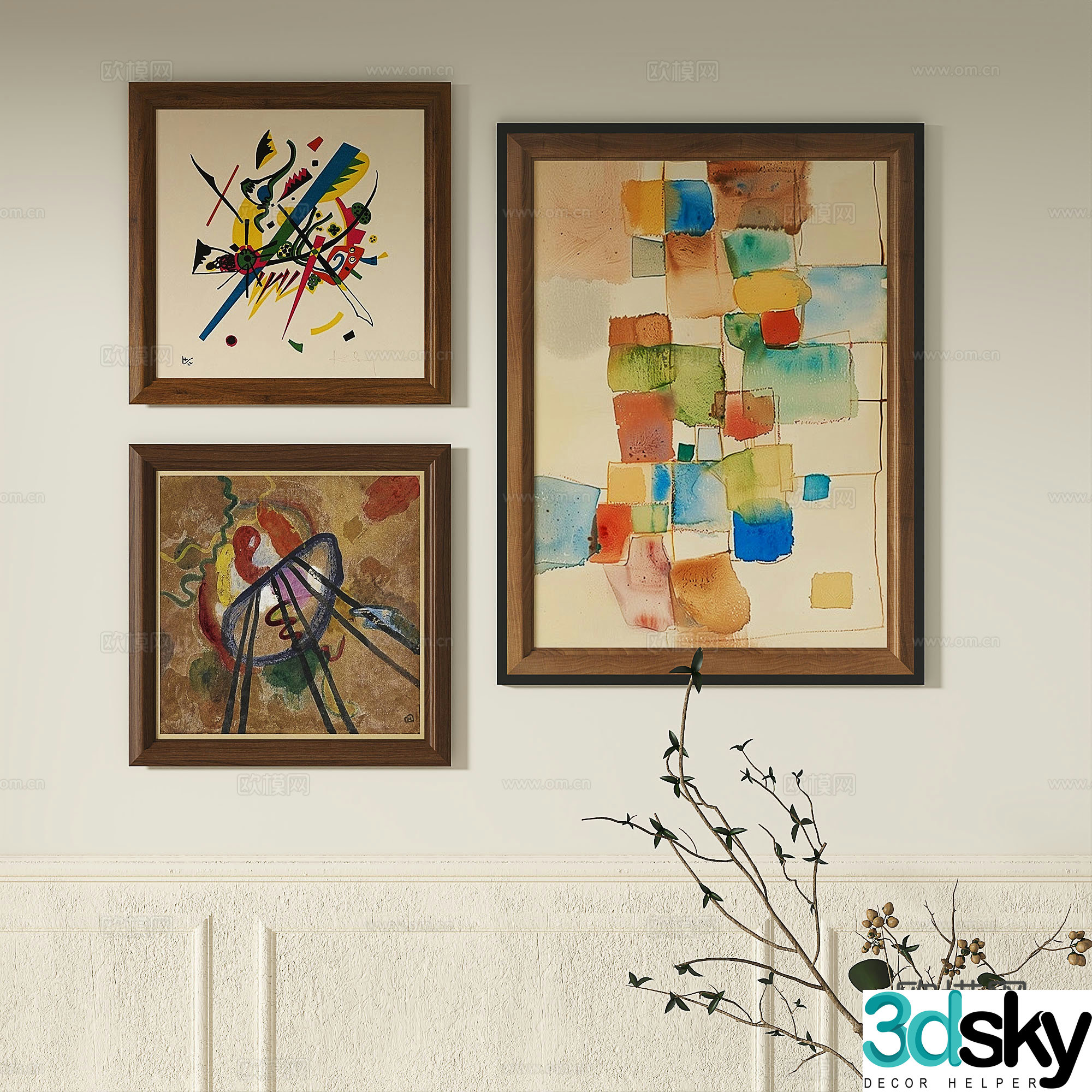 French retro abstract decorative painting 3d model