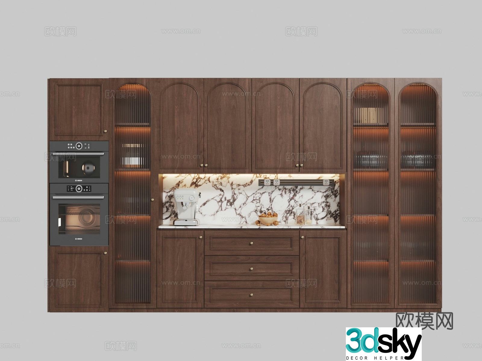 French medieval style wine cabinet 3D model