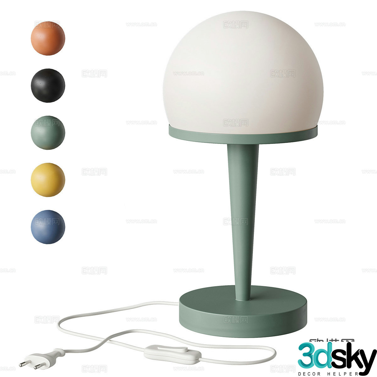 Modern cream style spherical table lamp 3d model