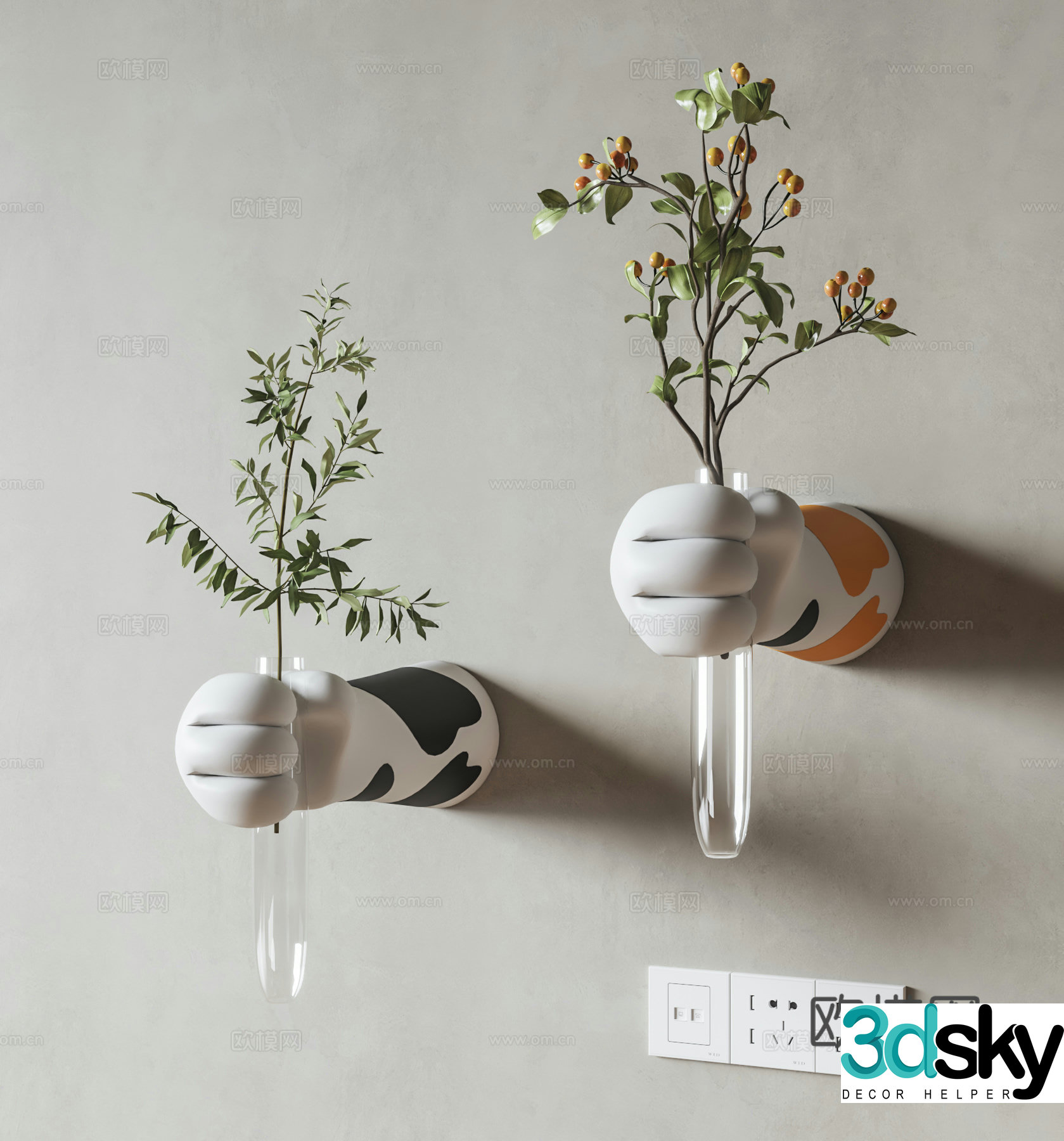 Modern cream cat claw wall decoration 3d model