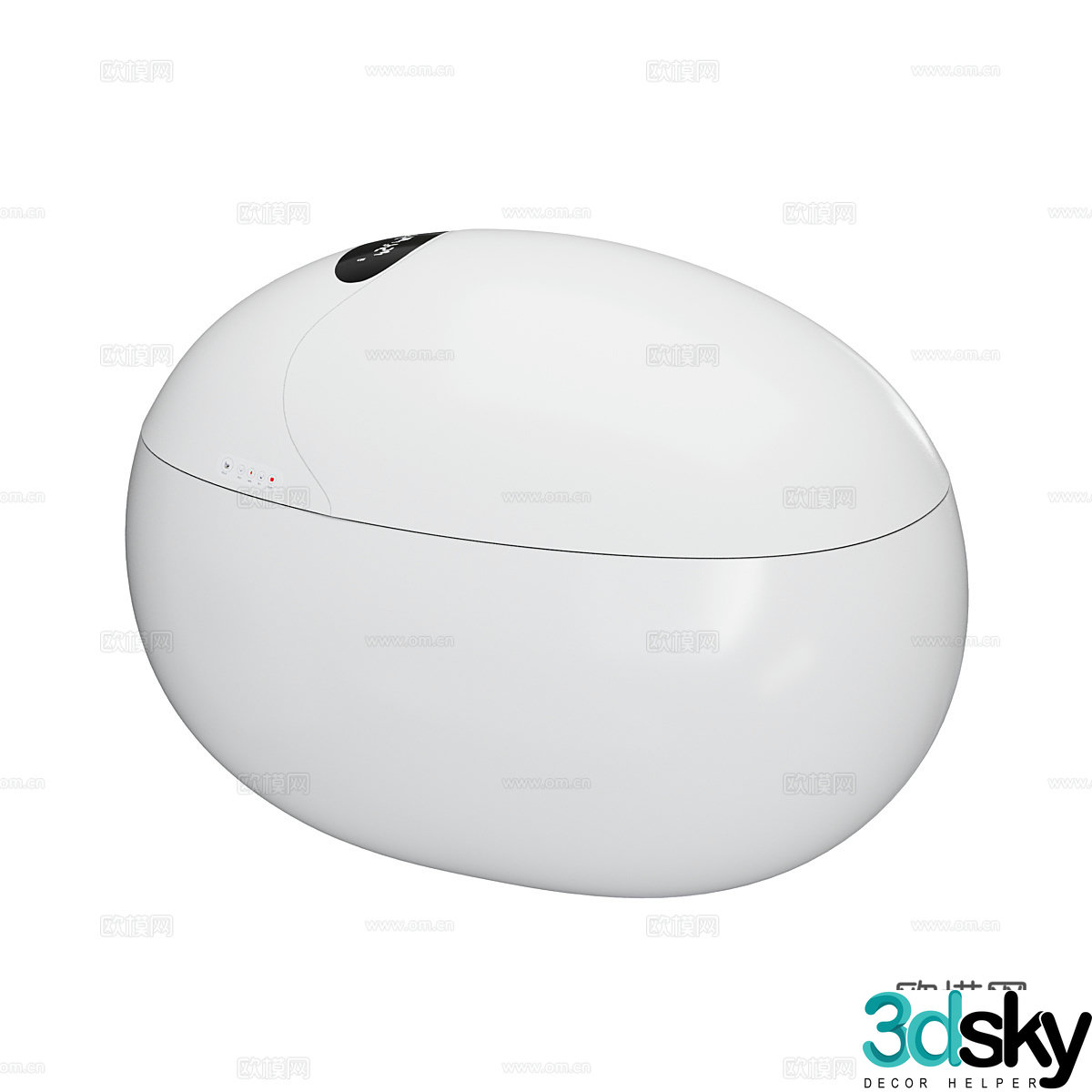 Modern white egg shape smart toilet 3d model