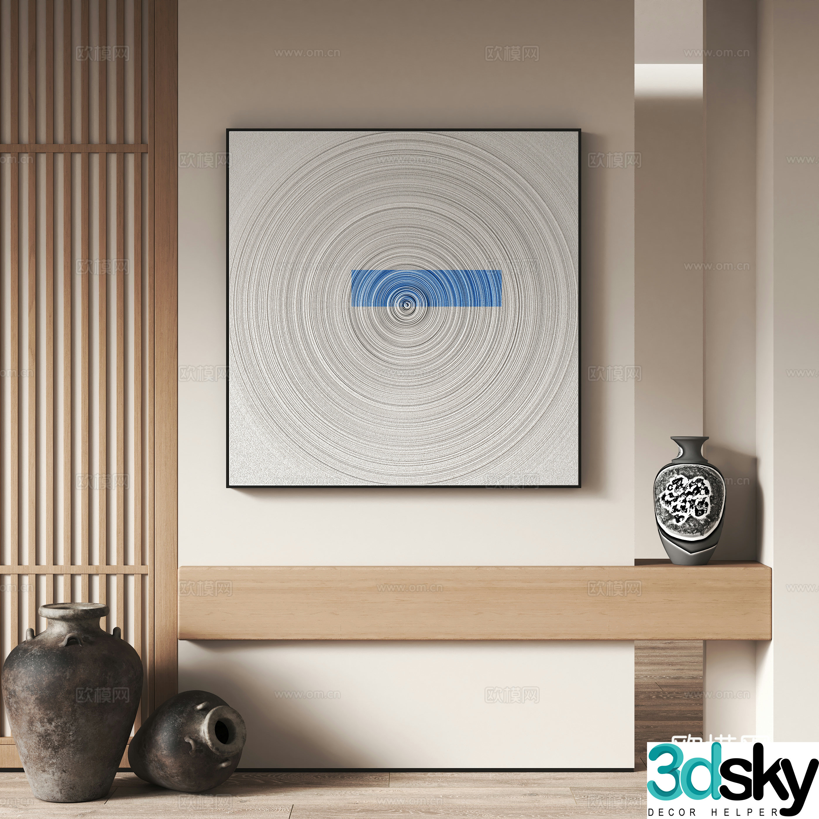 Wasabi wind decorative hanging painting 3d model