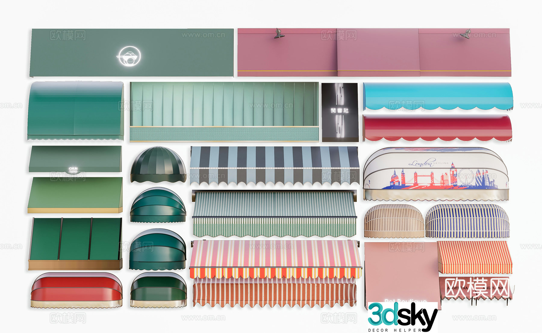 Modern awning retractable awning balcony fabric awning shop awning 3D model