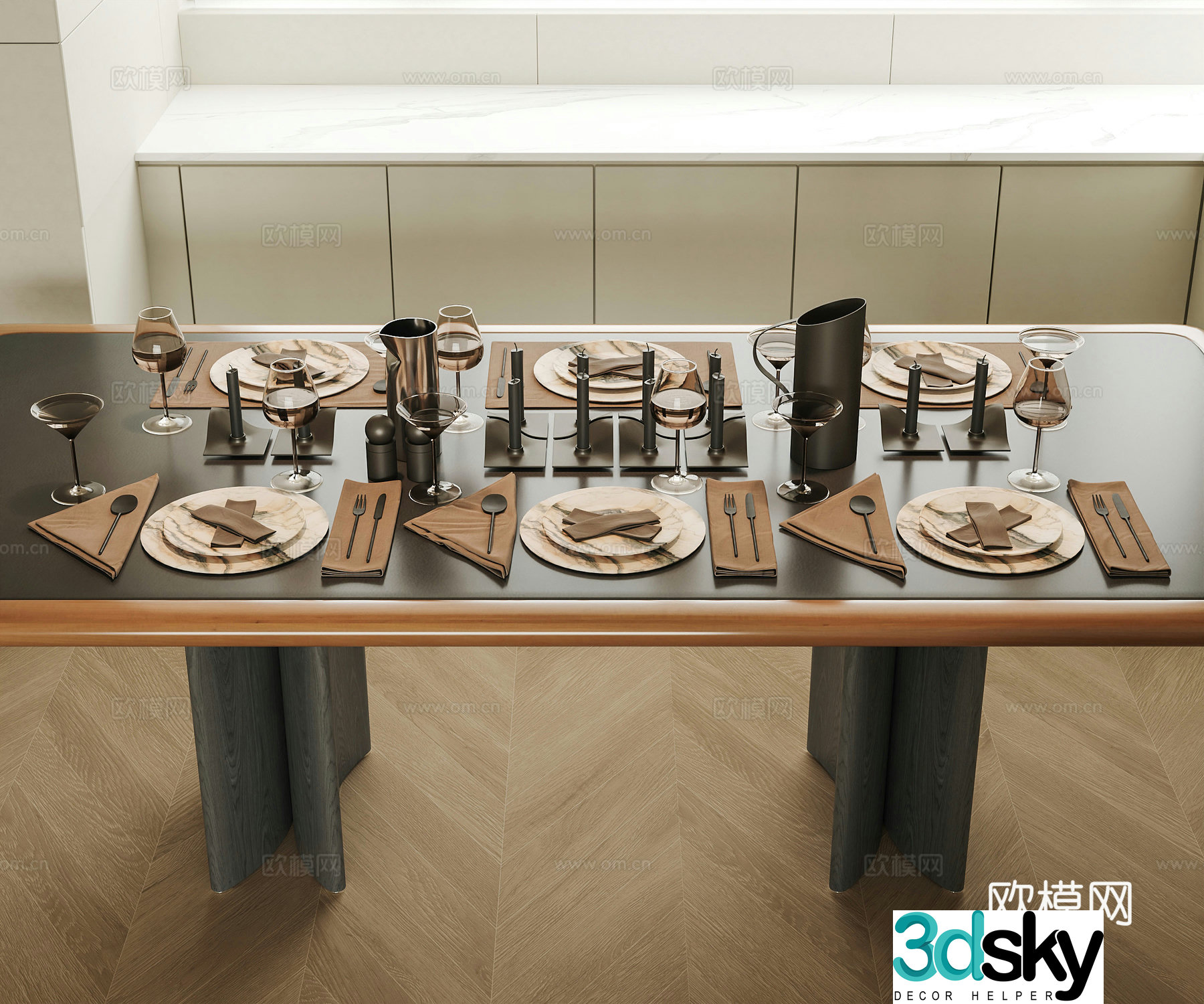 Modern tableware dining tray 3d model